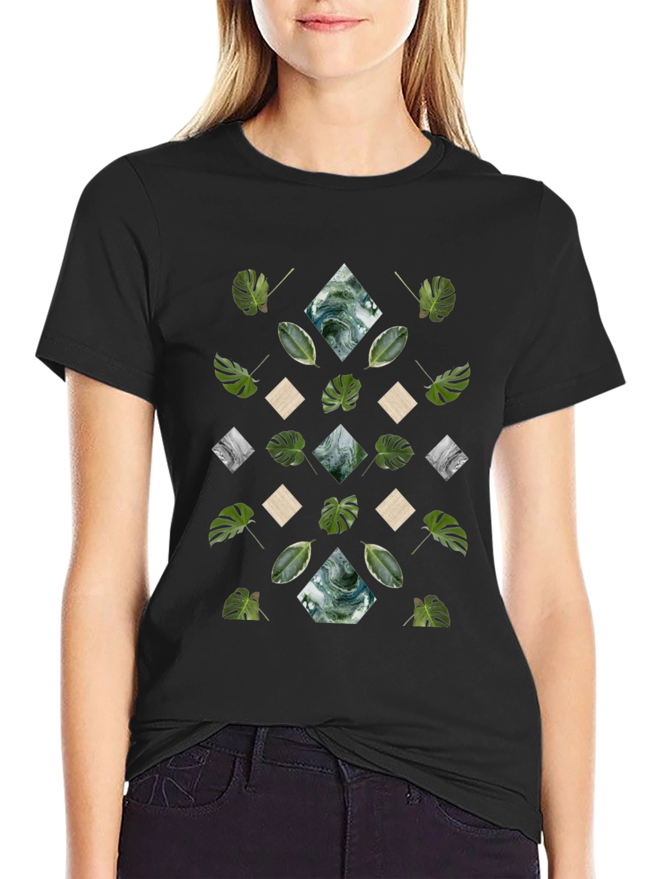 Tropical Diamond Pattern Graphic Tee