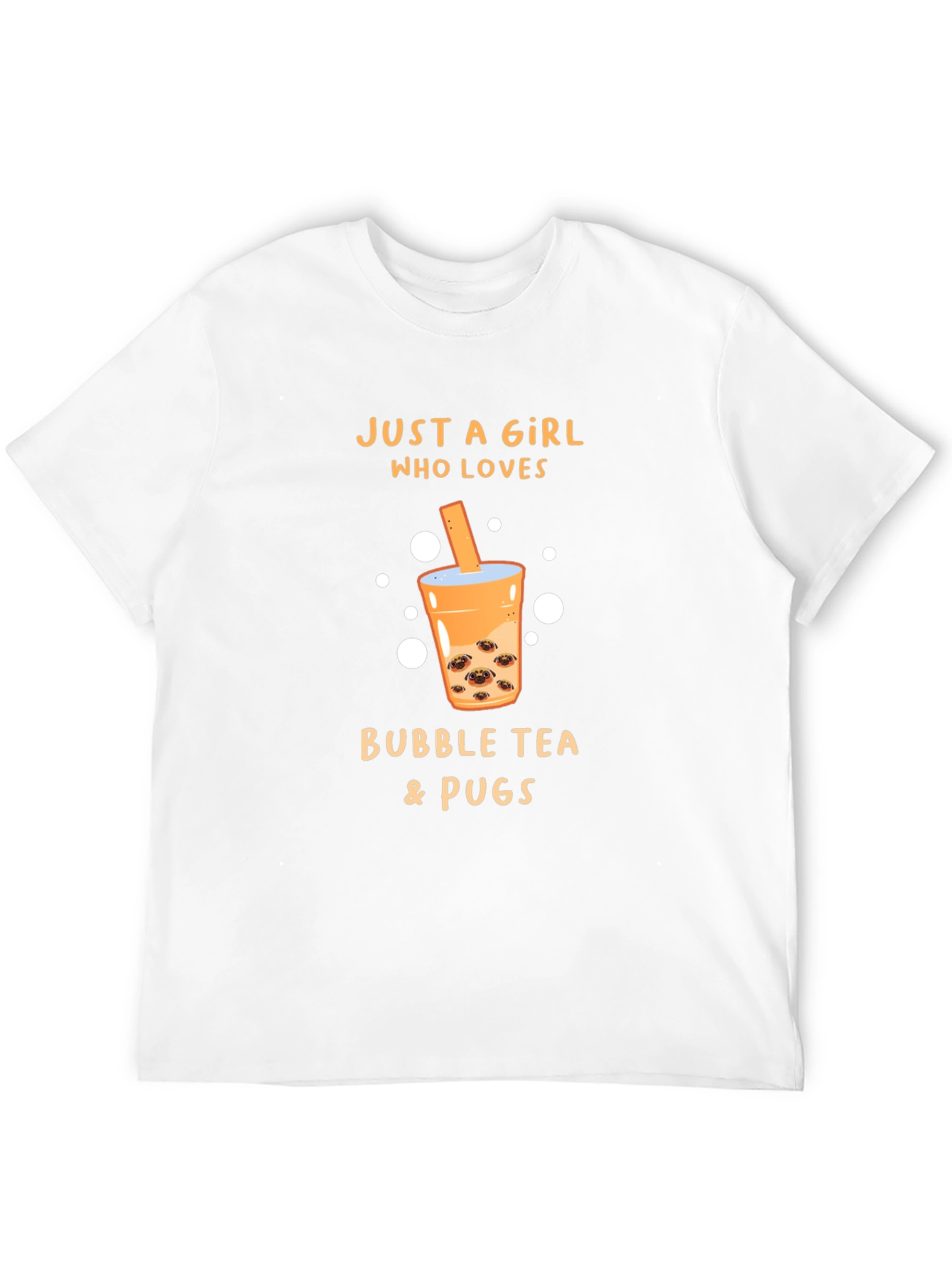 Girl Loves Bubble Tea & Pugs Black T-Shirt