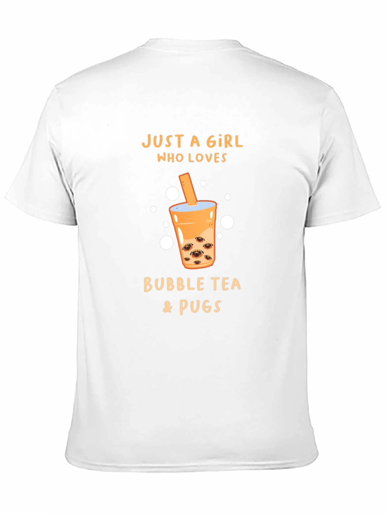 Girl Loves Bubble Tea & Pugs Black T-Shirt