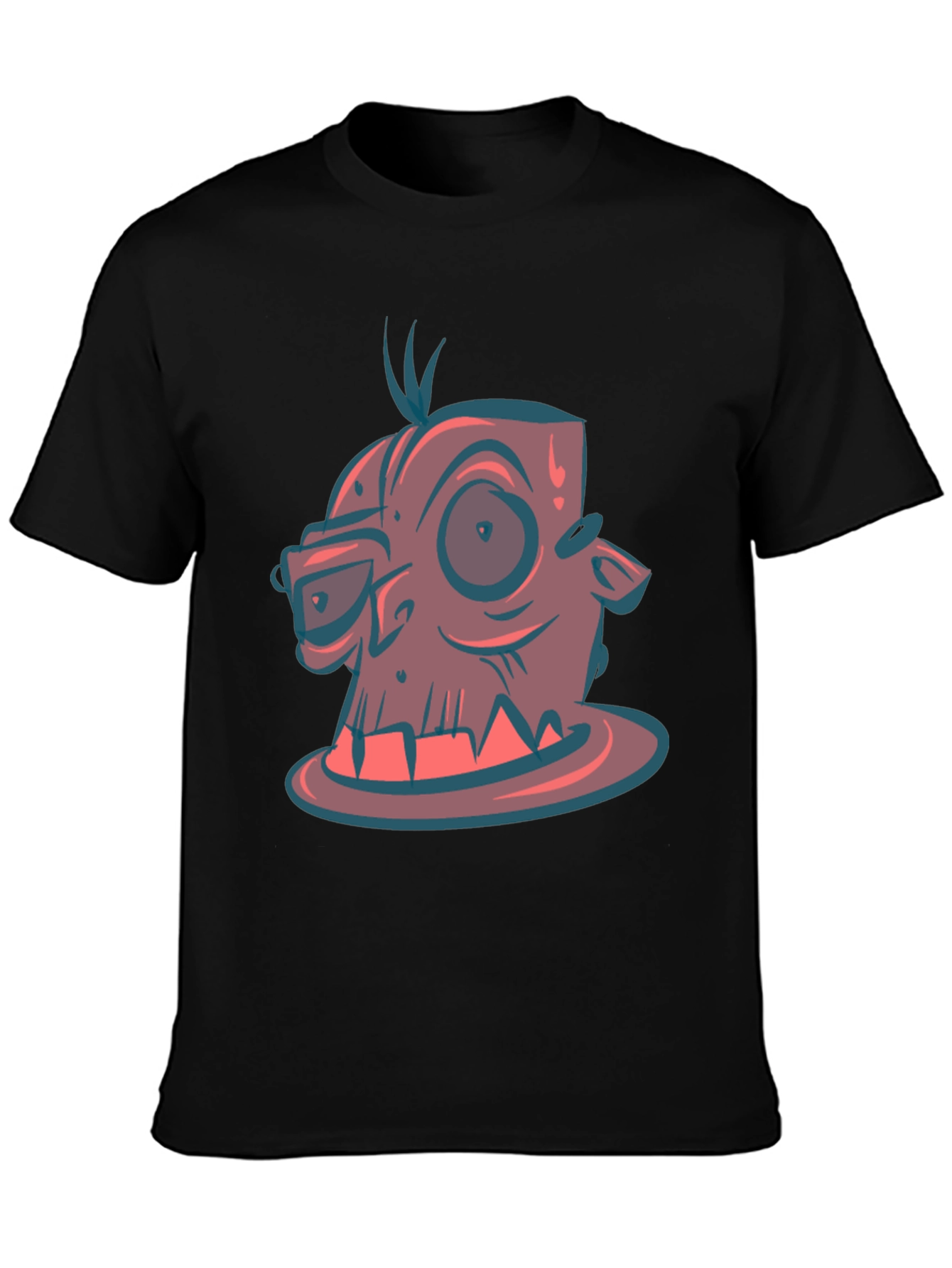 Cartoon Monster Graphic Tee - Black