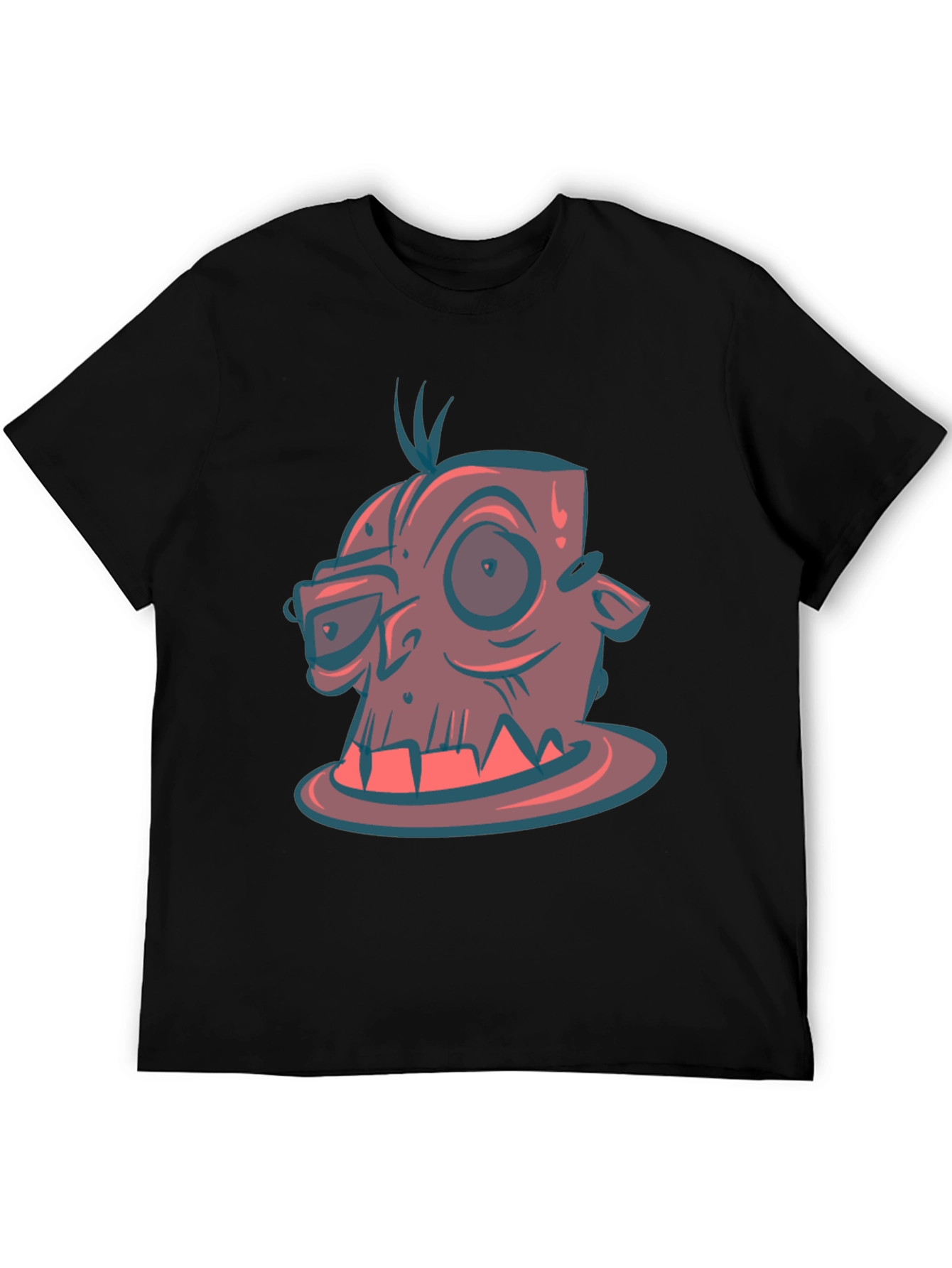 Cartoon Monster Graphic Tee - Black