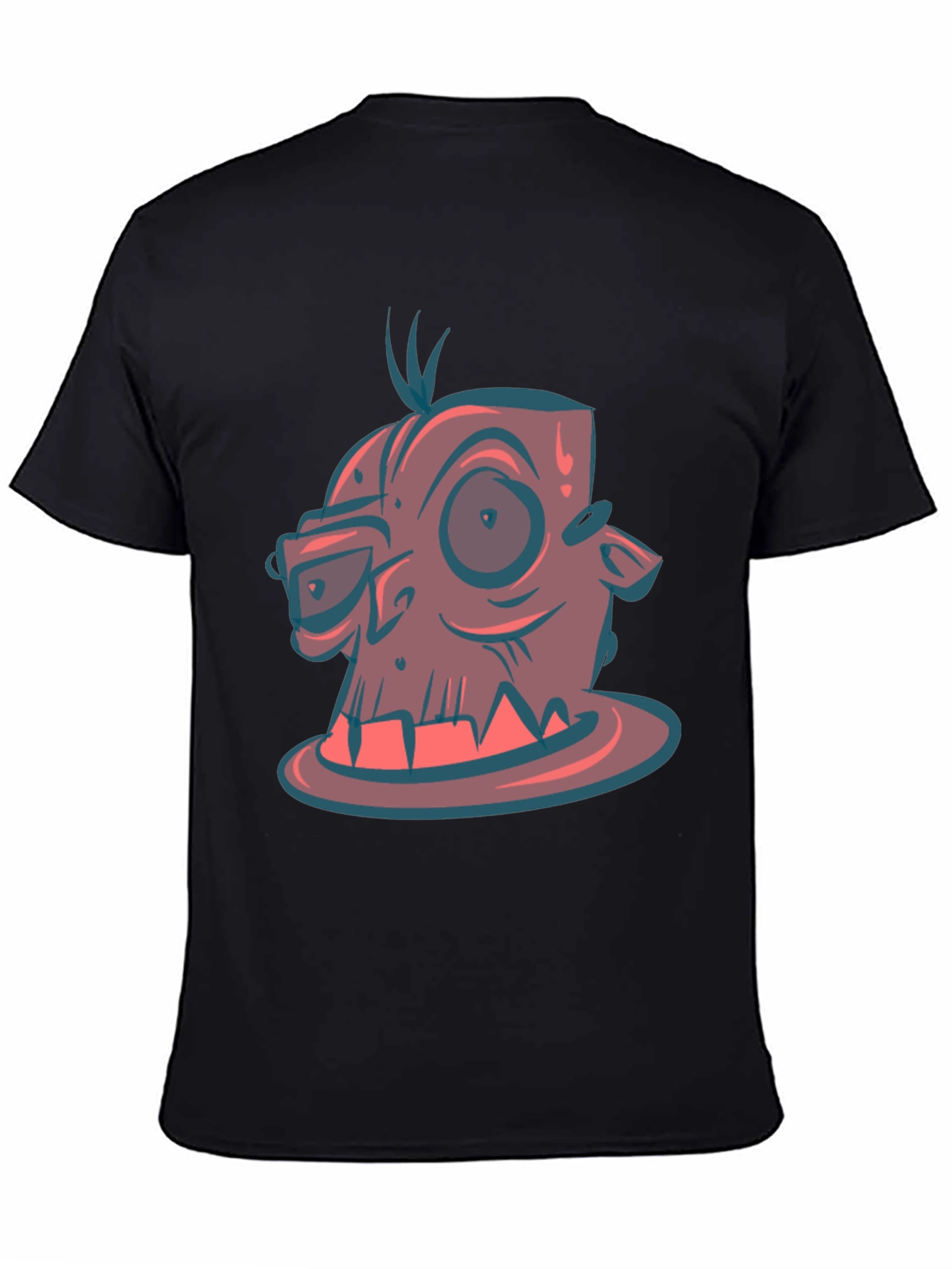 Cartoon Monster Graphic Tee - Black