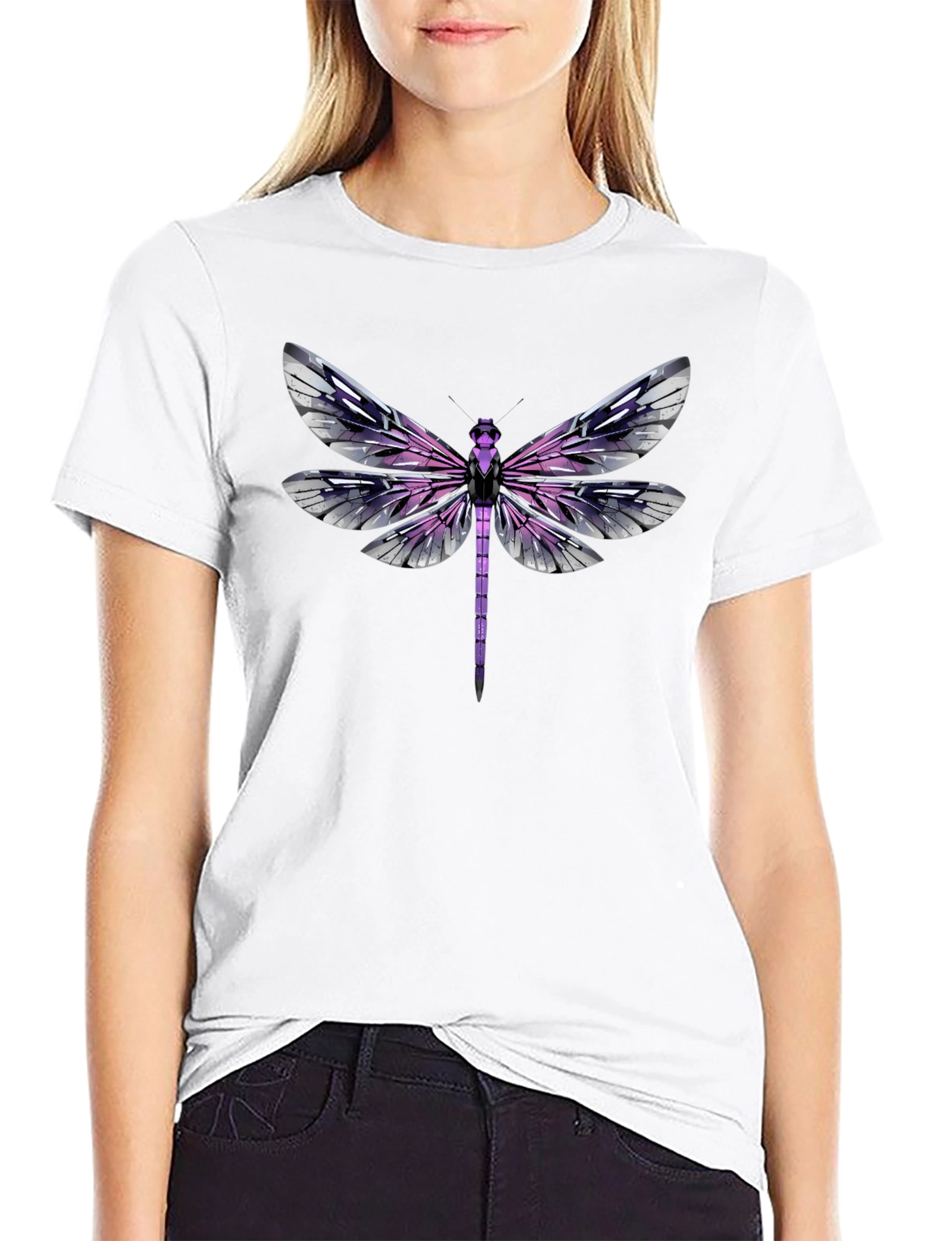 Dragonfly Graphic Print Mens Black T-Shirt