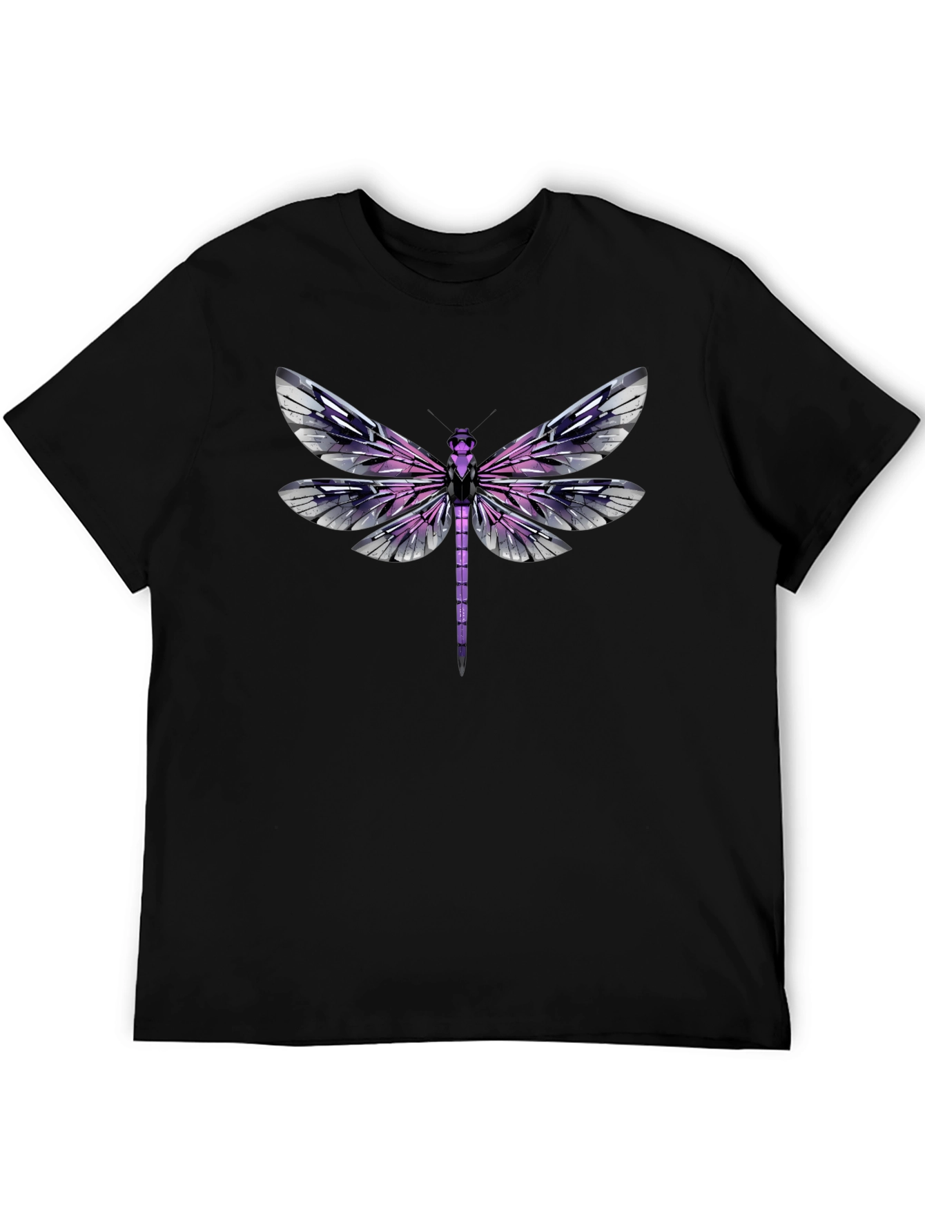 Dragonfly Graphic Print Mens Black T-Shirt
