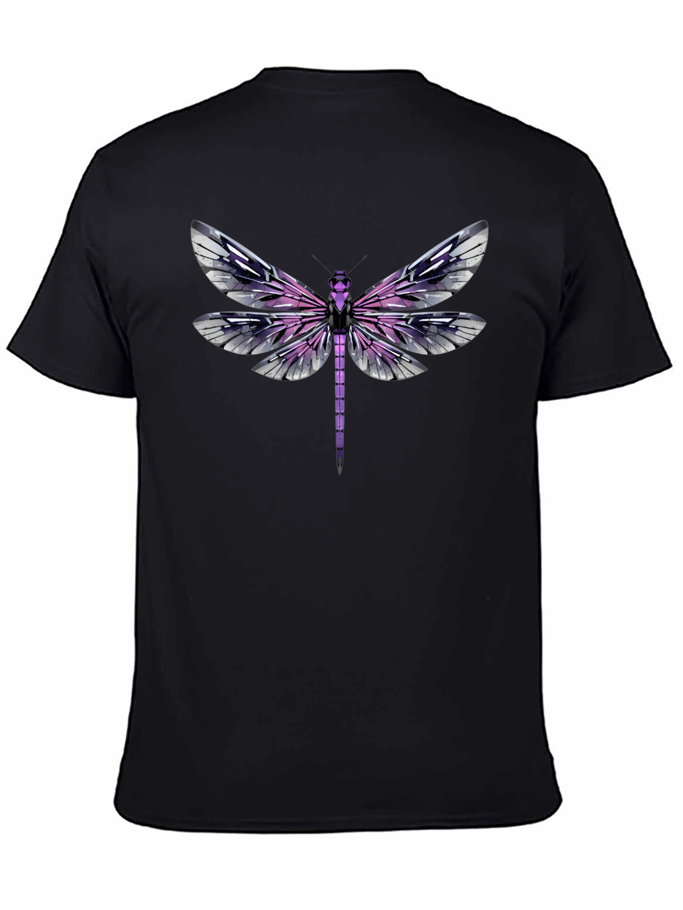 Dragonfly Graphic Print Mens Black T-Shirt