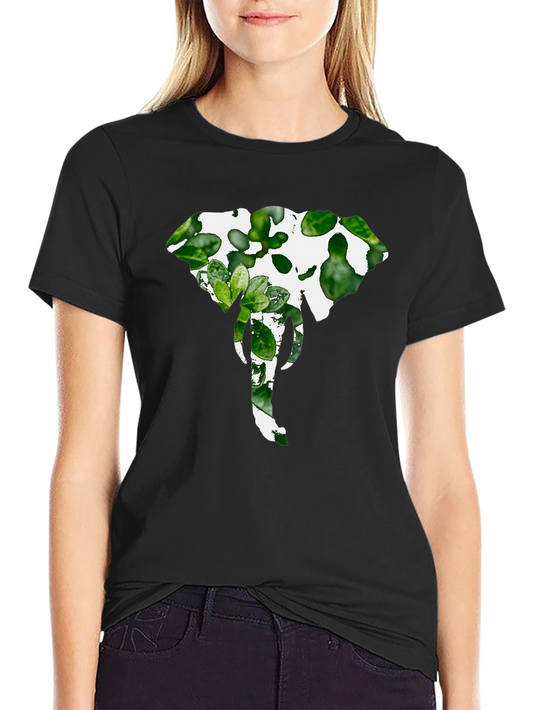Elephant Plant Graphic Tee - Stylish Black Shirt