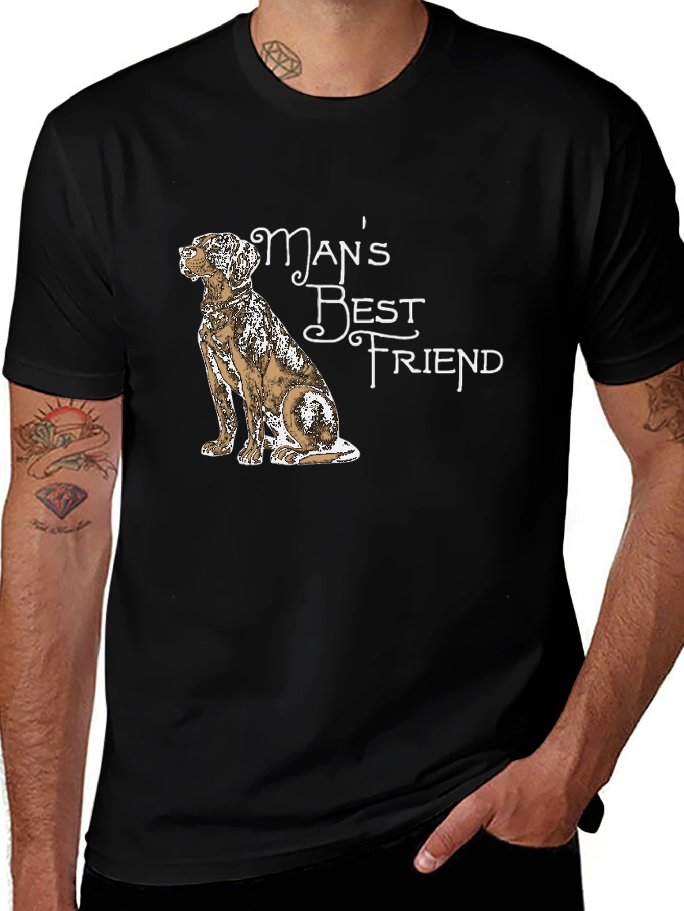 Mans Best Friend Dog Graphic Tee - Black