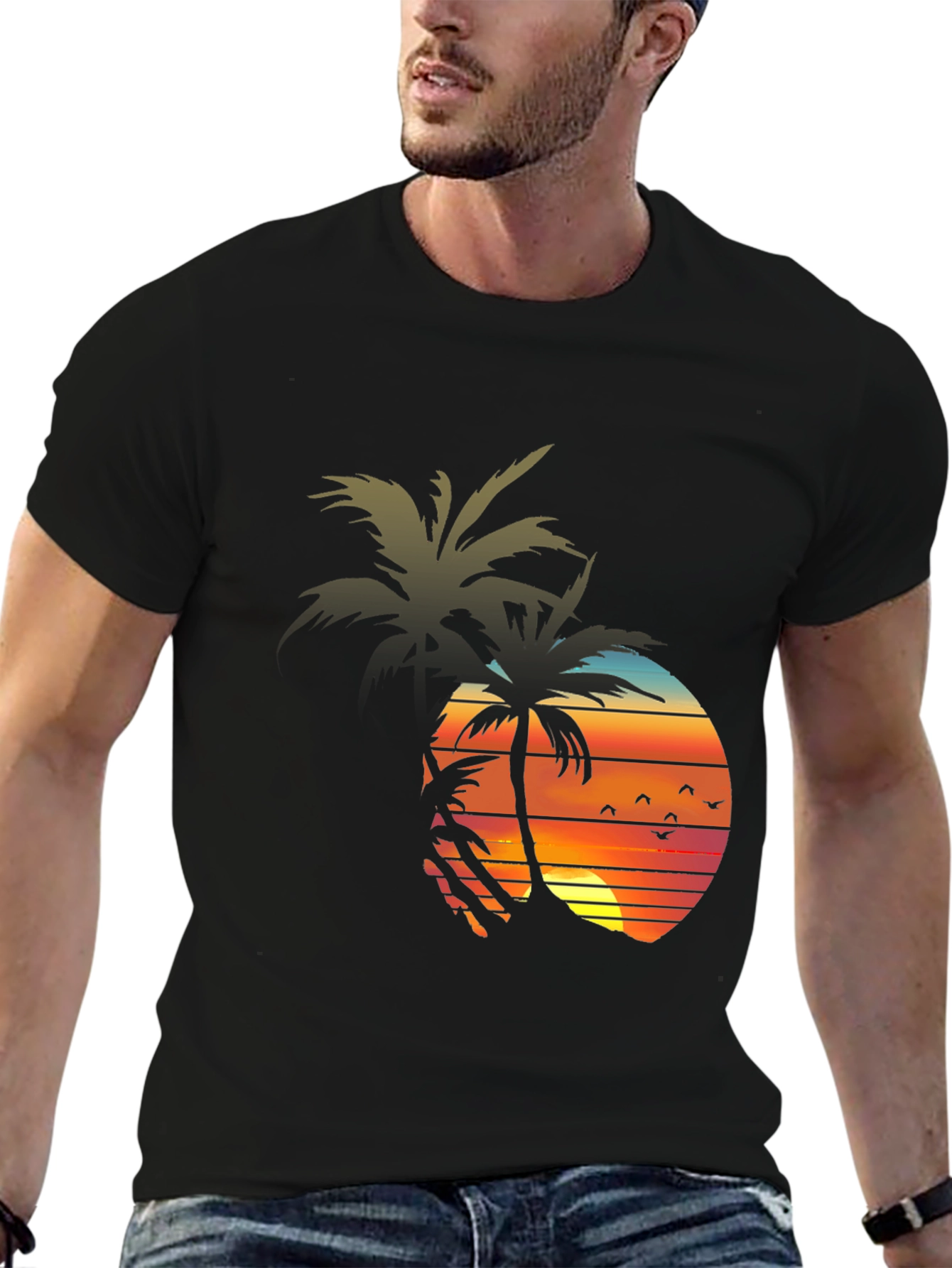 Sunset Palm Tree Graphic Tee