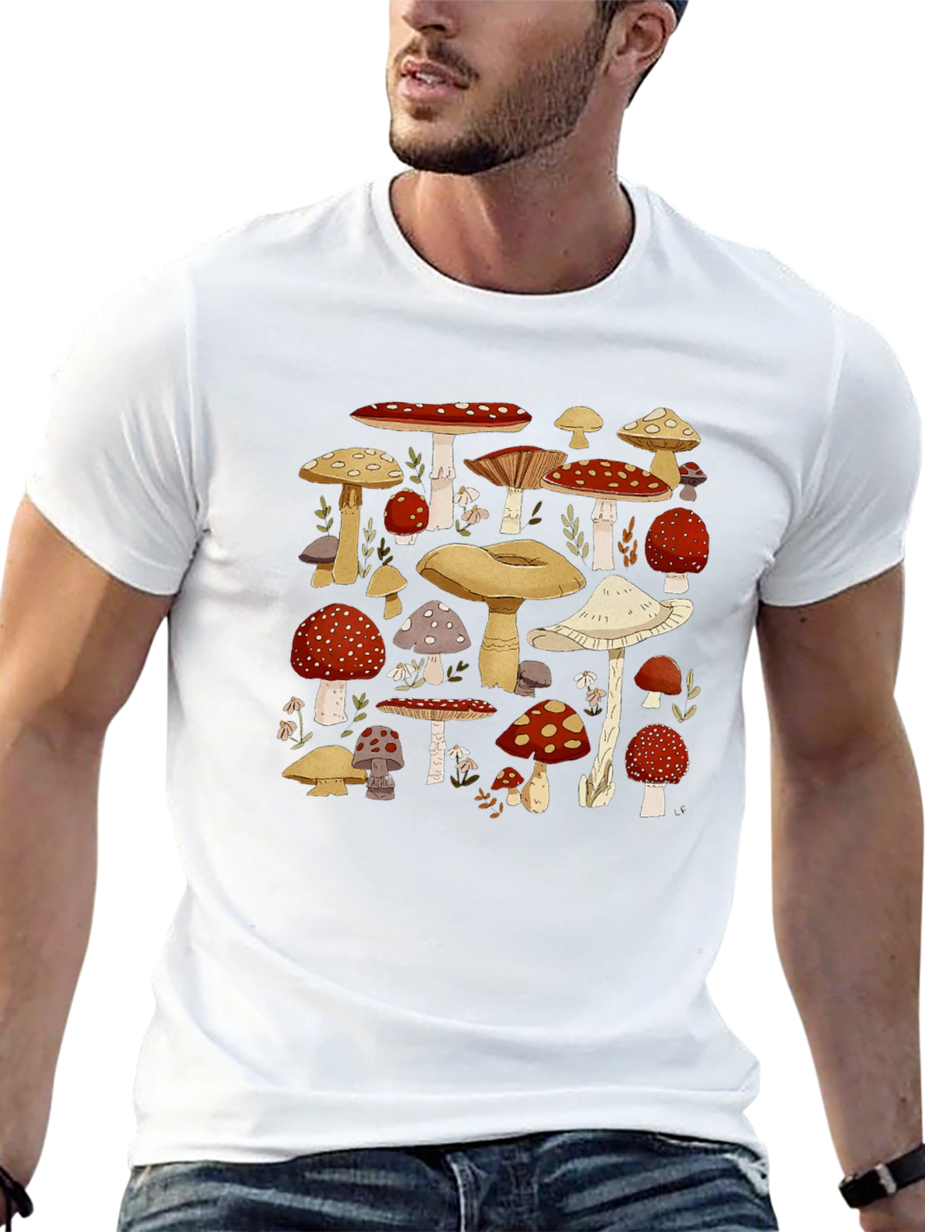Mushroom Print T-Shirt - Whimsical Graphic Tee