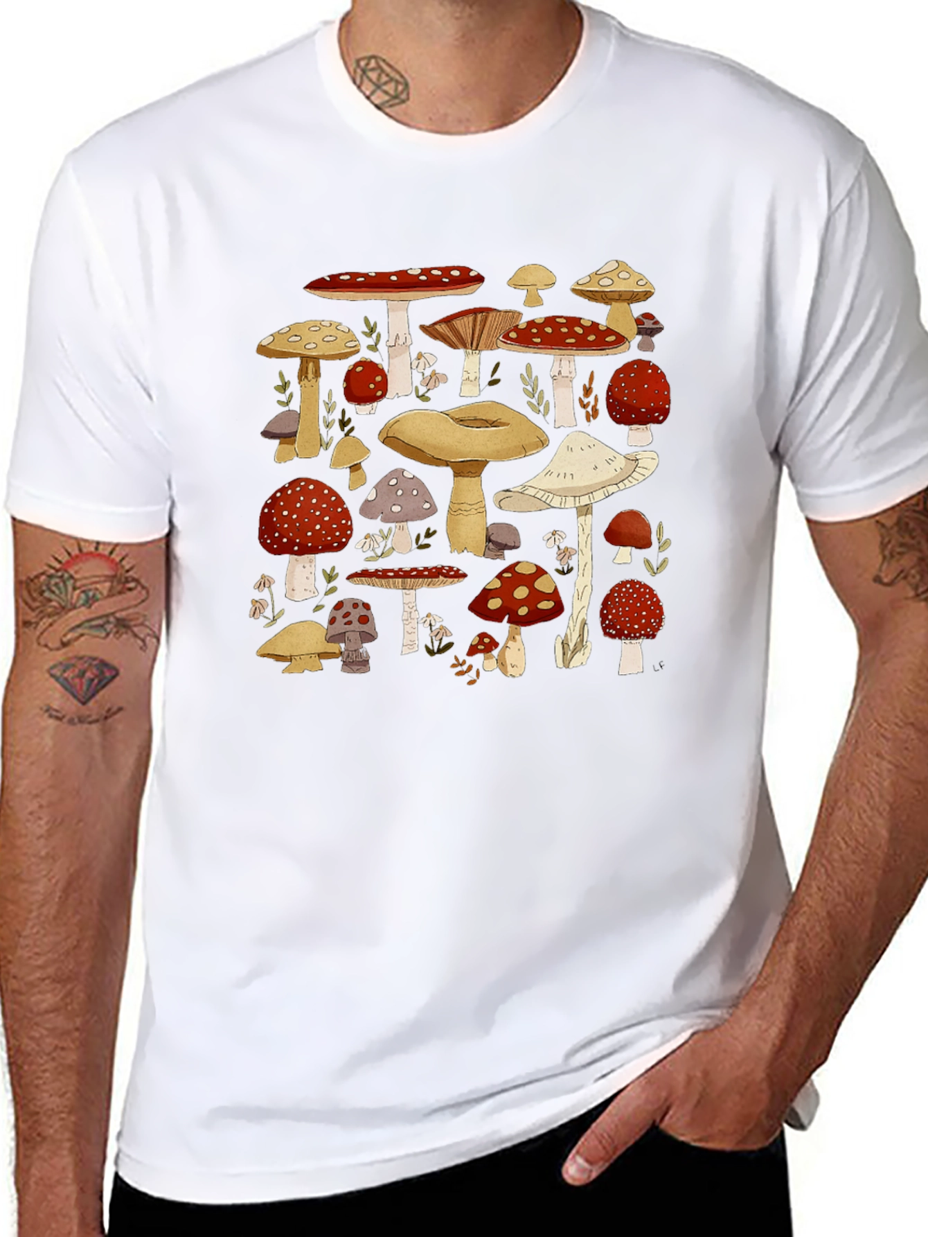 Mushroom Print T-Shirt - Whimsical Graphic Tee