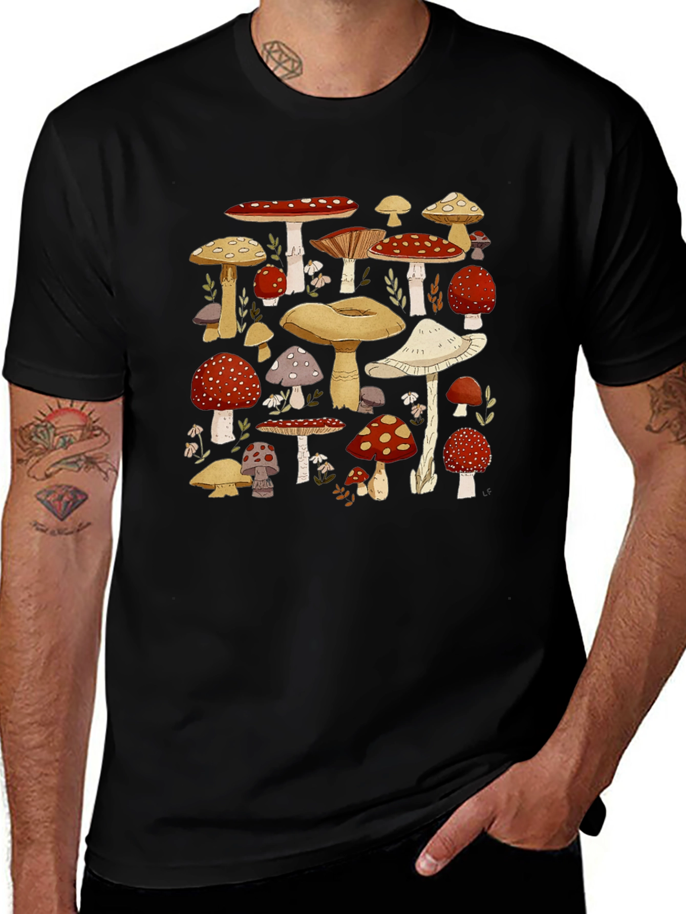 Mushroom Print T-Shirt - Whimsical Graphic Tee