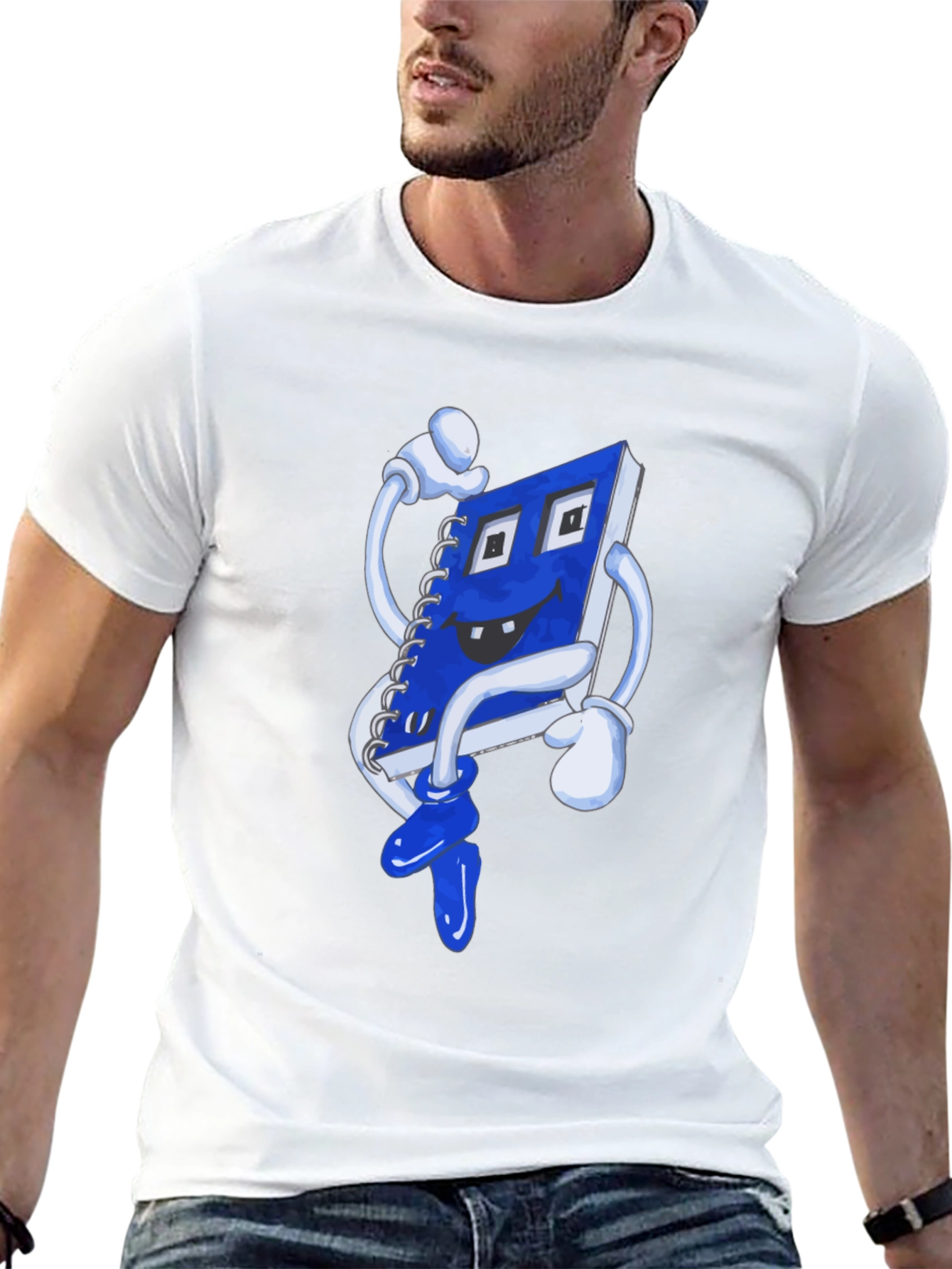 Novelty Cartoon Notebook Graphic T-Shirt