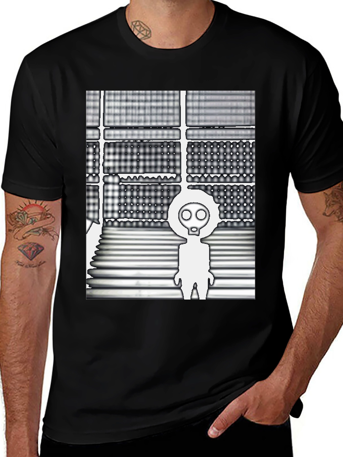 Abstract Graphic Print Black T-Shirt