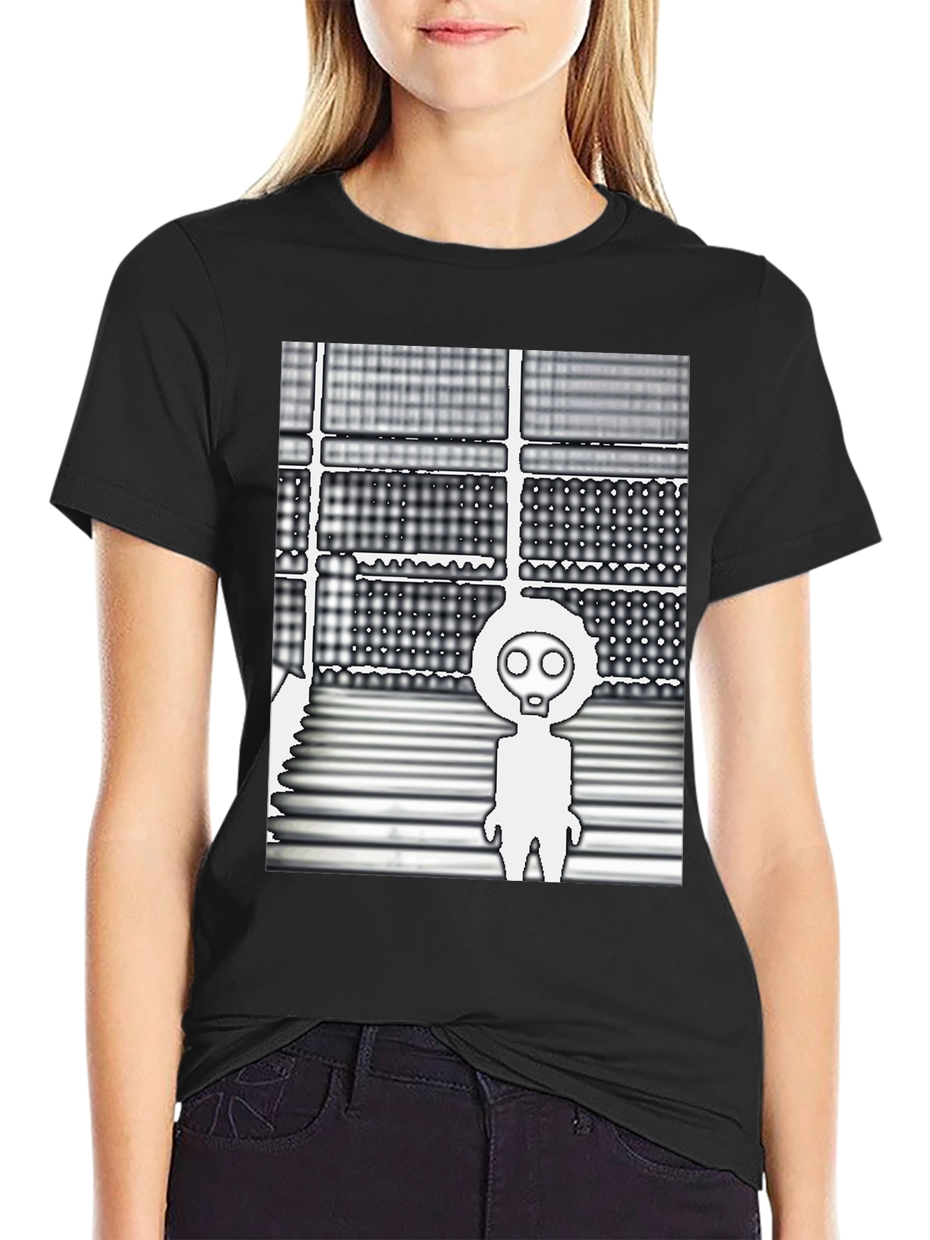 Abstract Graphic Print Black T-Shirt