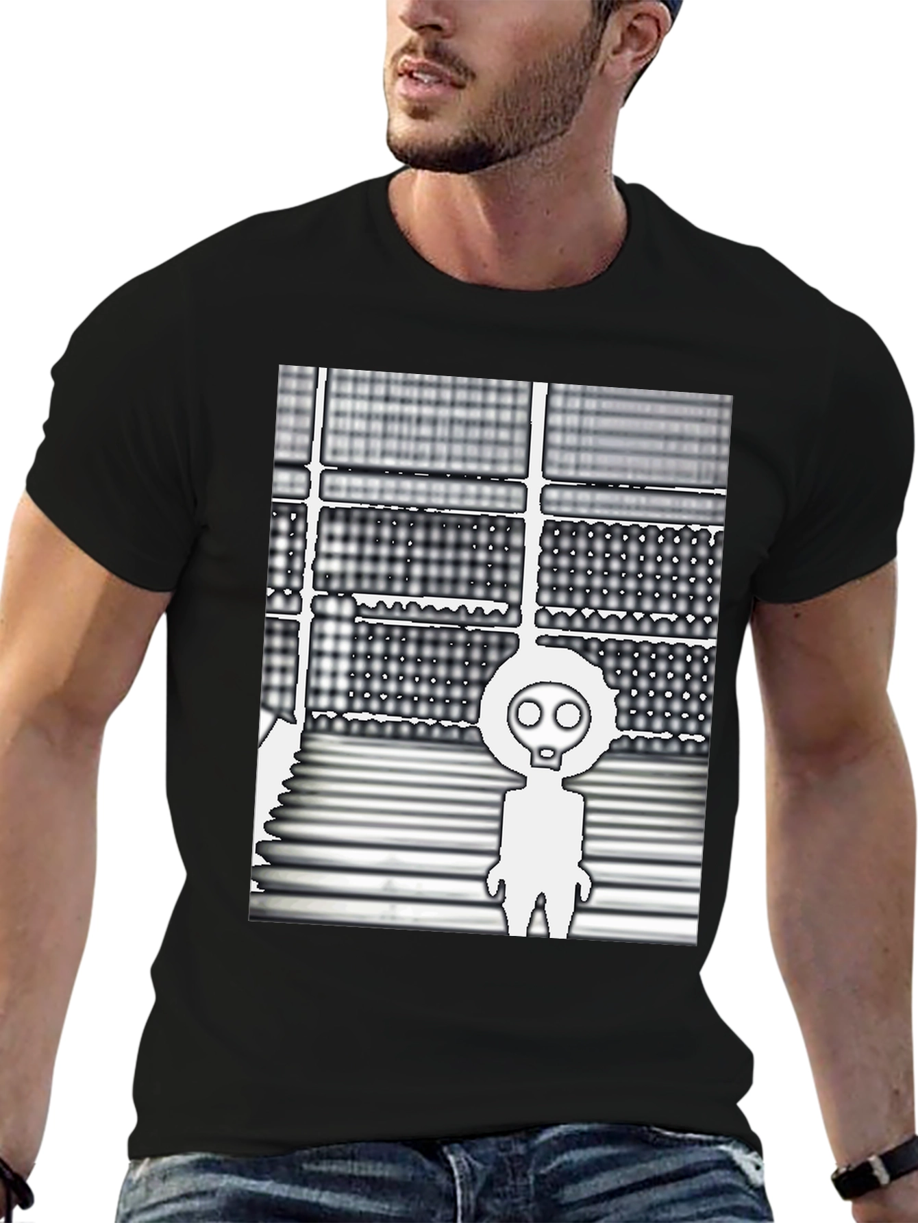 Abstract Graphic Print Black T-Shirt