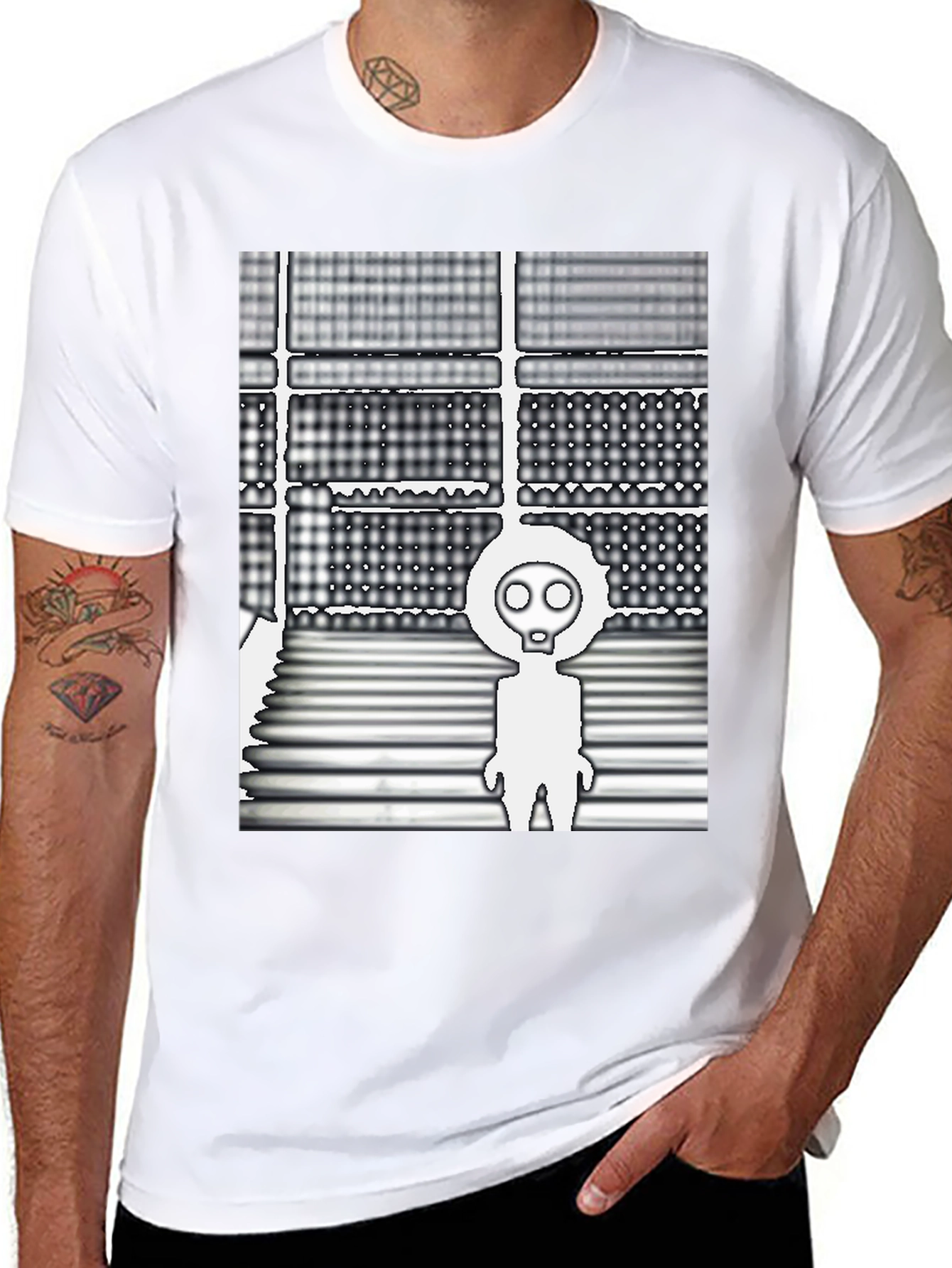 Abstract Graphic Print Black T-Shirt