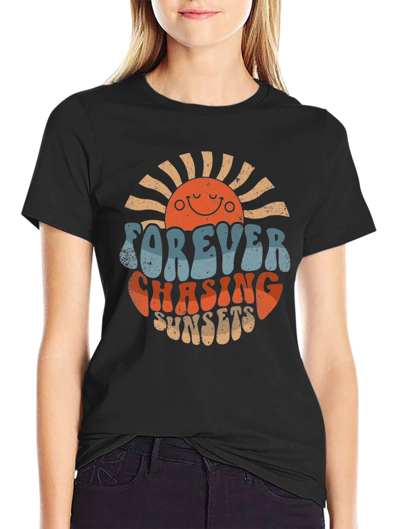 Retro Forever Chasing Sunsets Graphic T-Shirt