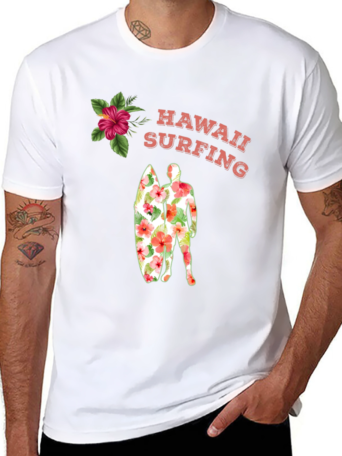 Hawaii Surfing Floral Graphic Tee