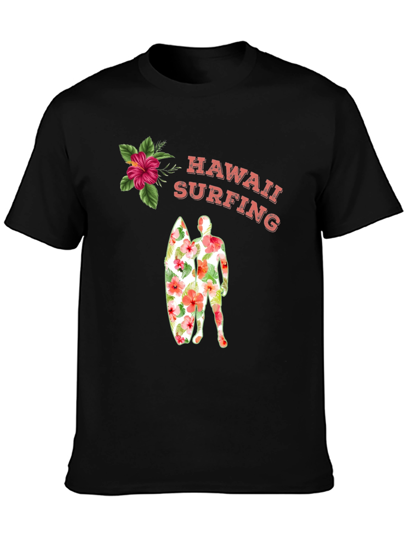Hawaii Surfing Floral Graphic Tee