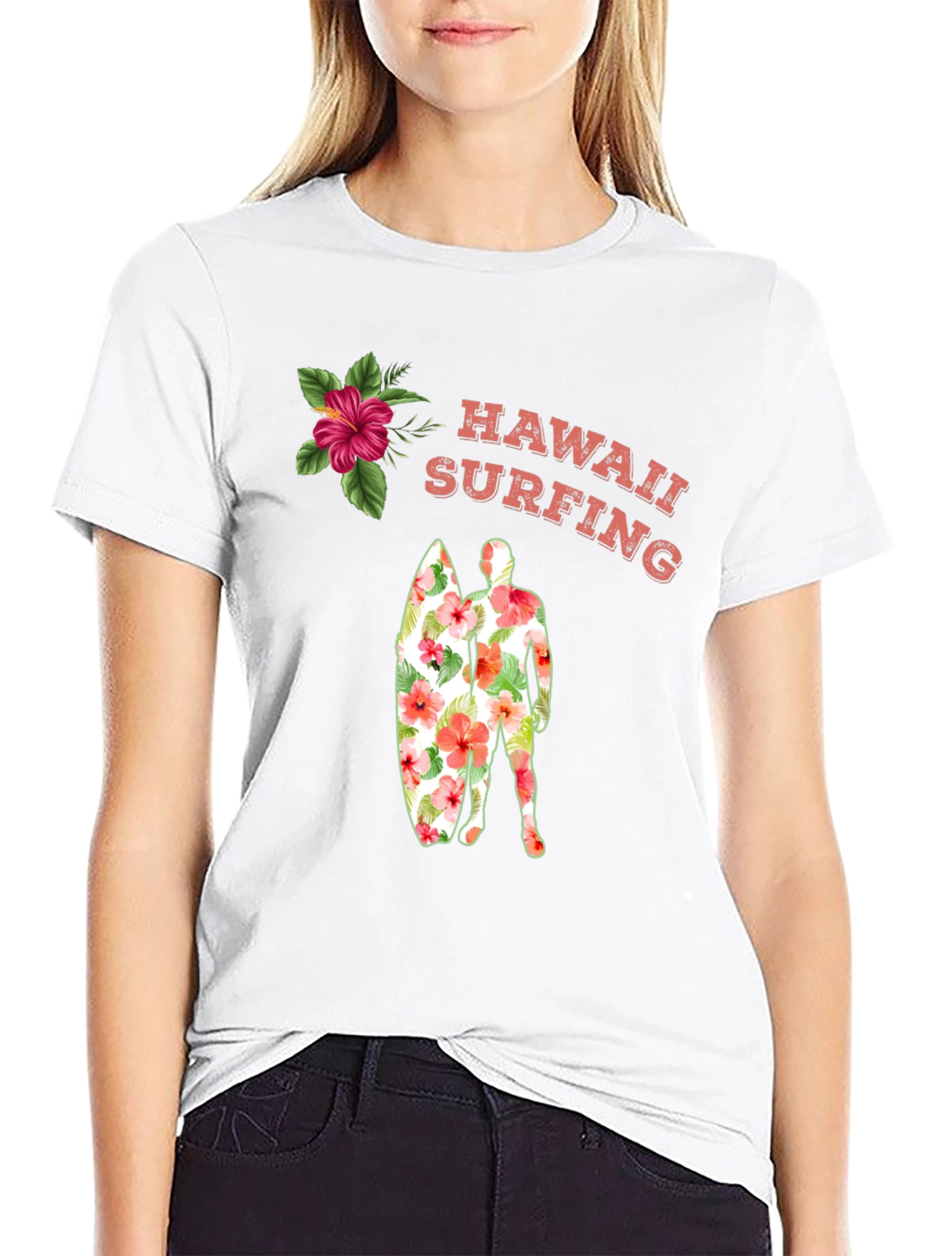 Hawaii Surfing Floral Graphic Tee