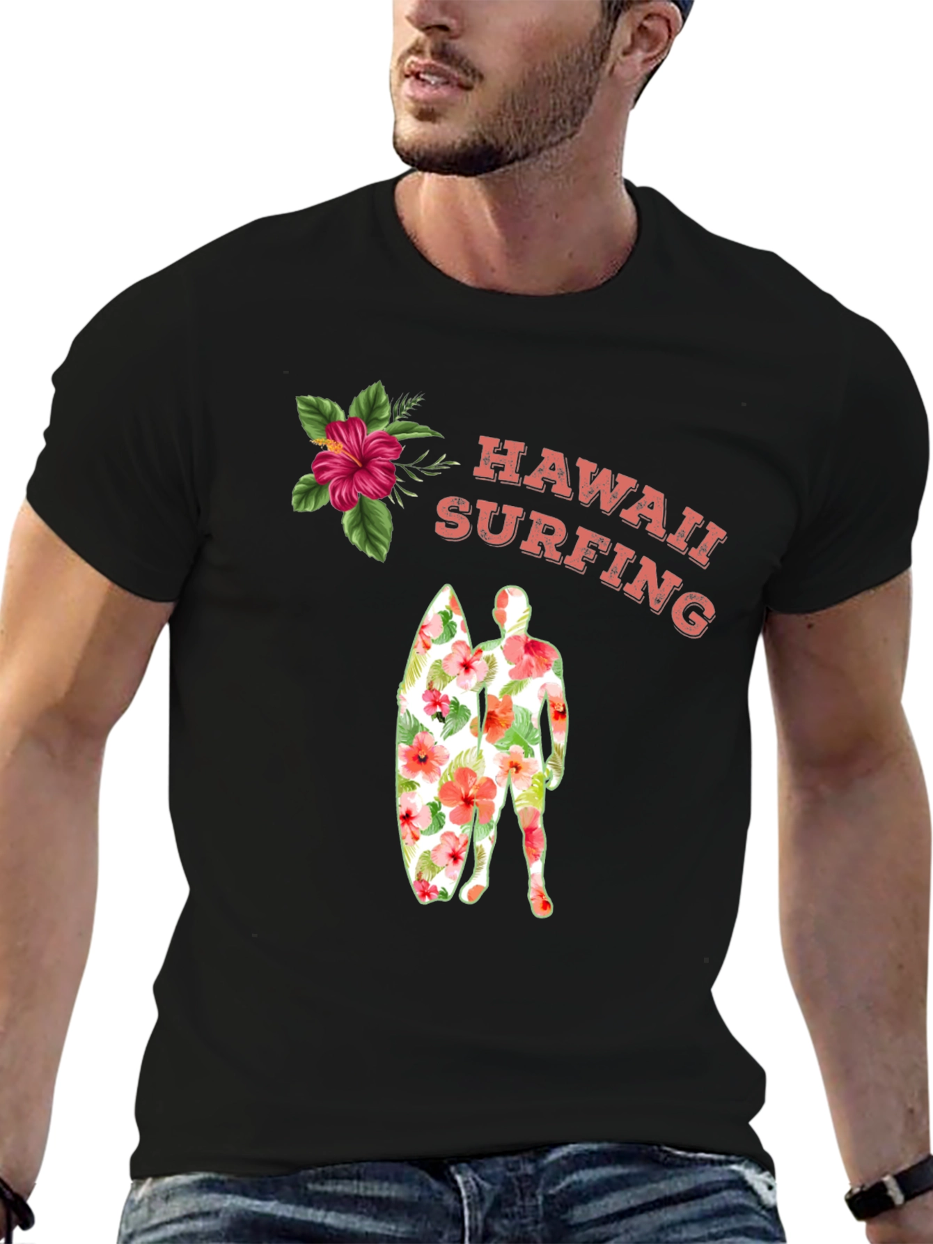 Hawaii Surfing Floral Graphic Tee