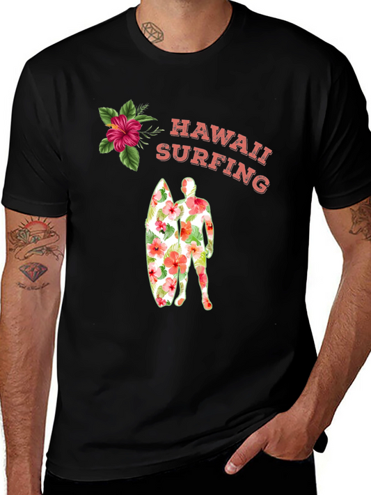 Hawaii Surfing Floral Graphic Tee