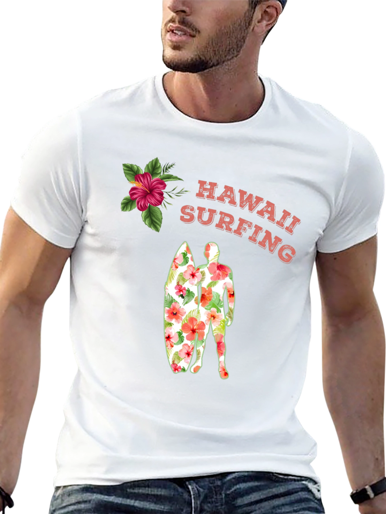 Hawaii Surfing Floral Graphic Tee