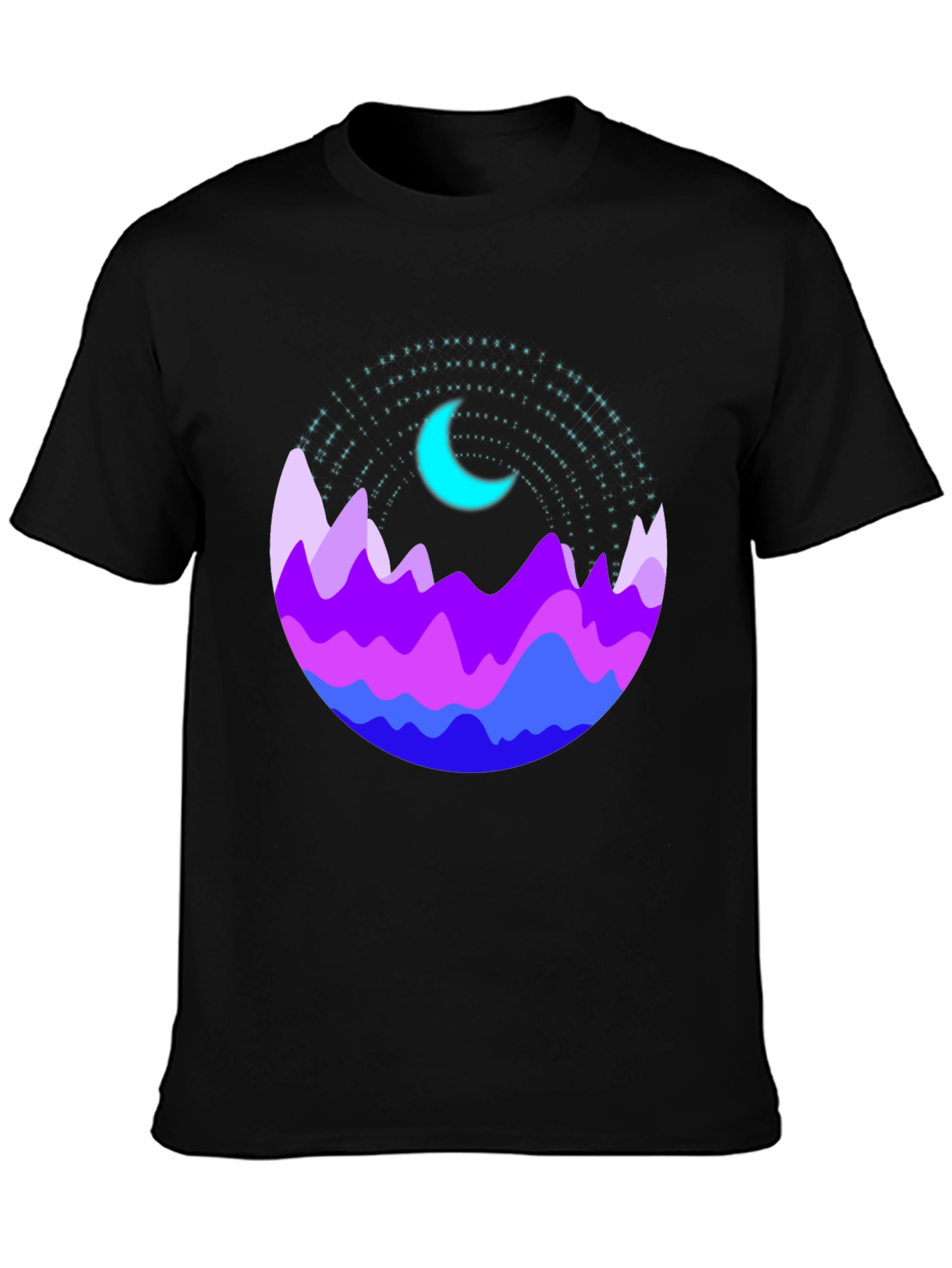 Mountain Moonscape Graphic Tee - Mens Black T-Shirt