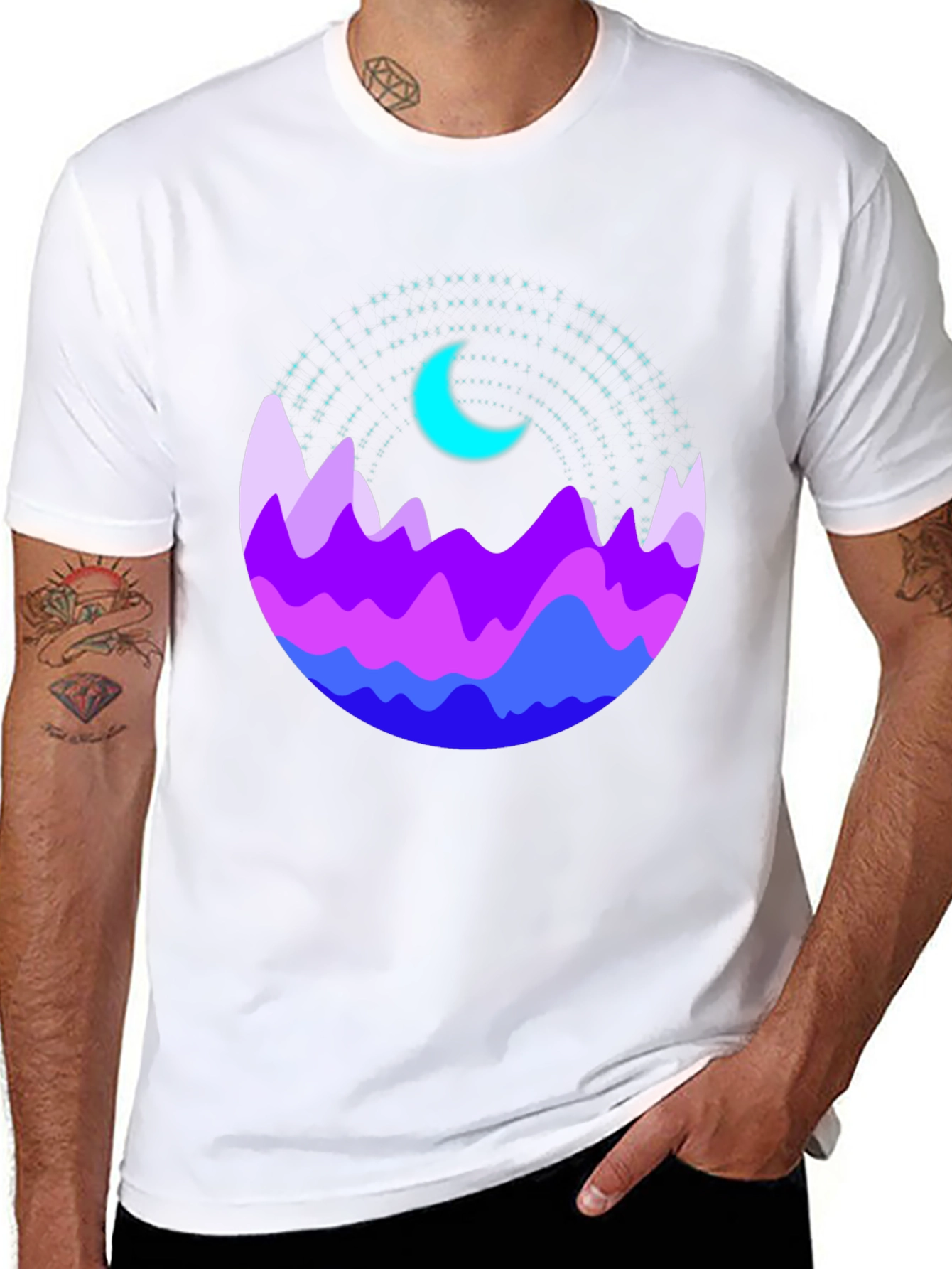 Mountain Moonscape Graphic Tee - Mens Black T-Shirt