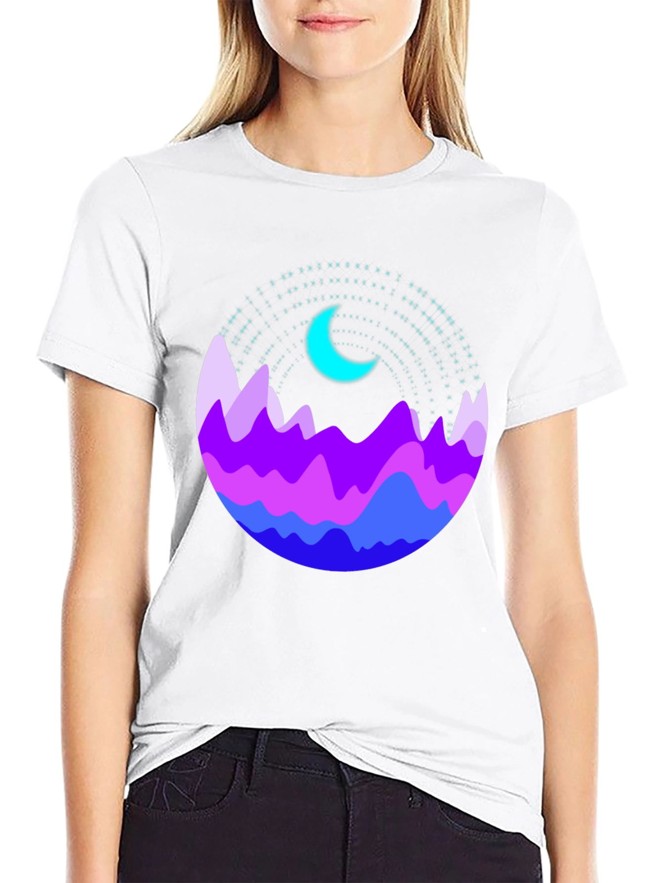 Mountain Moonscape Graphic Tee - Mens Black T-Shirt