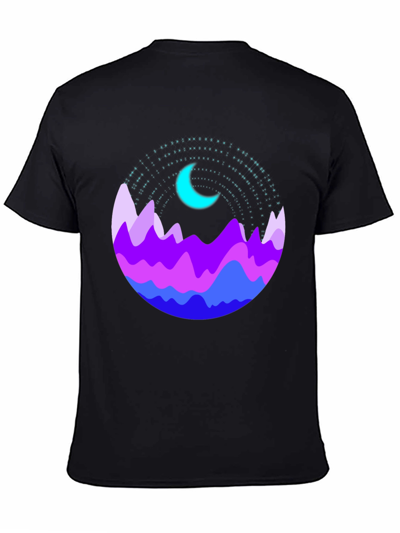 Mountain Moonscape Graphic Tee - Mens Black T-Shirt