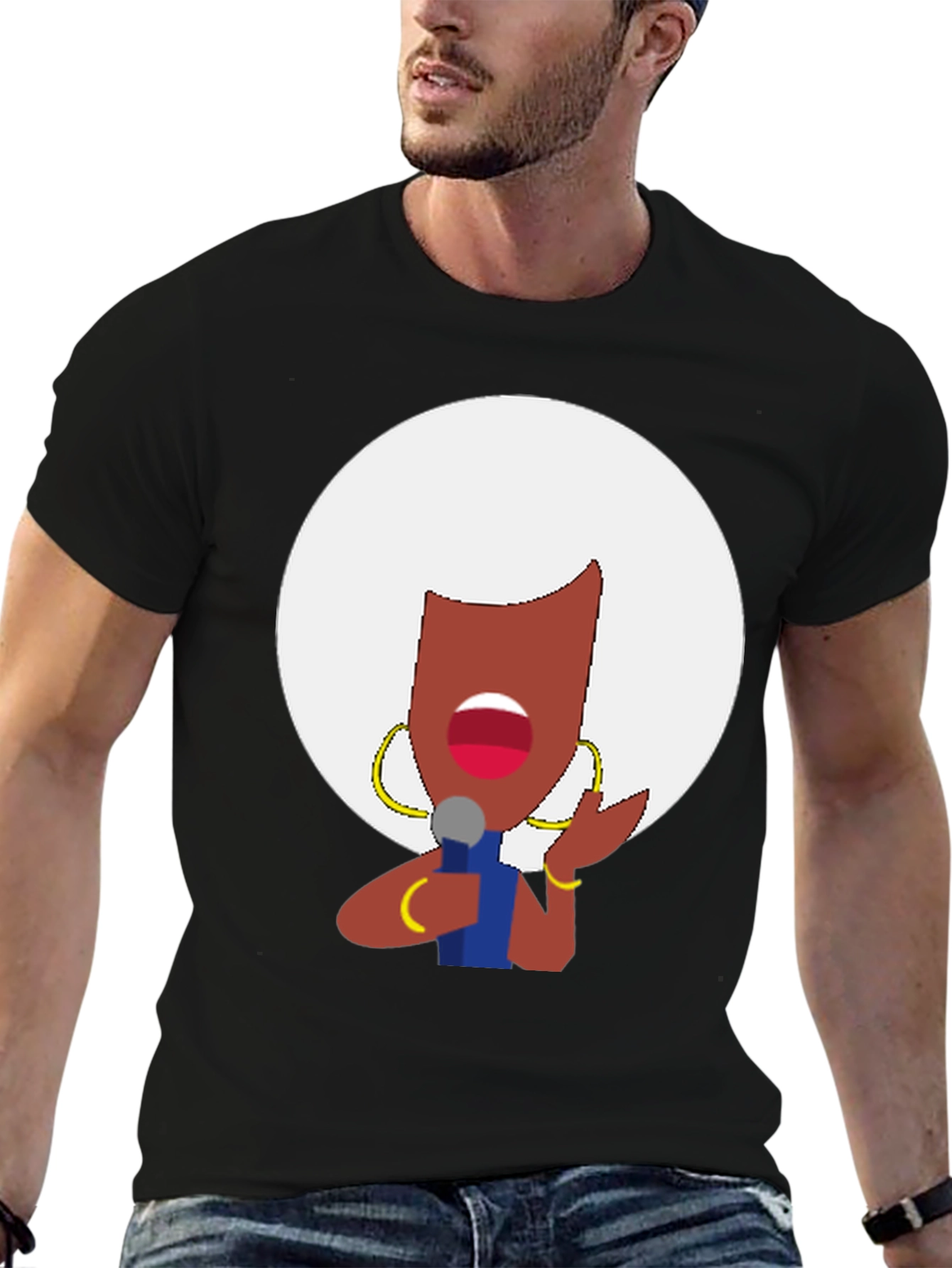 Retro Afro Diva Graphic Tee - Classic Black T-Shirt