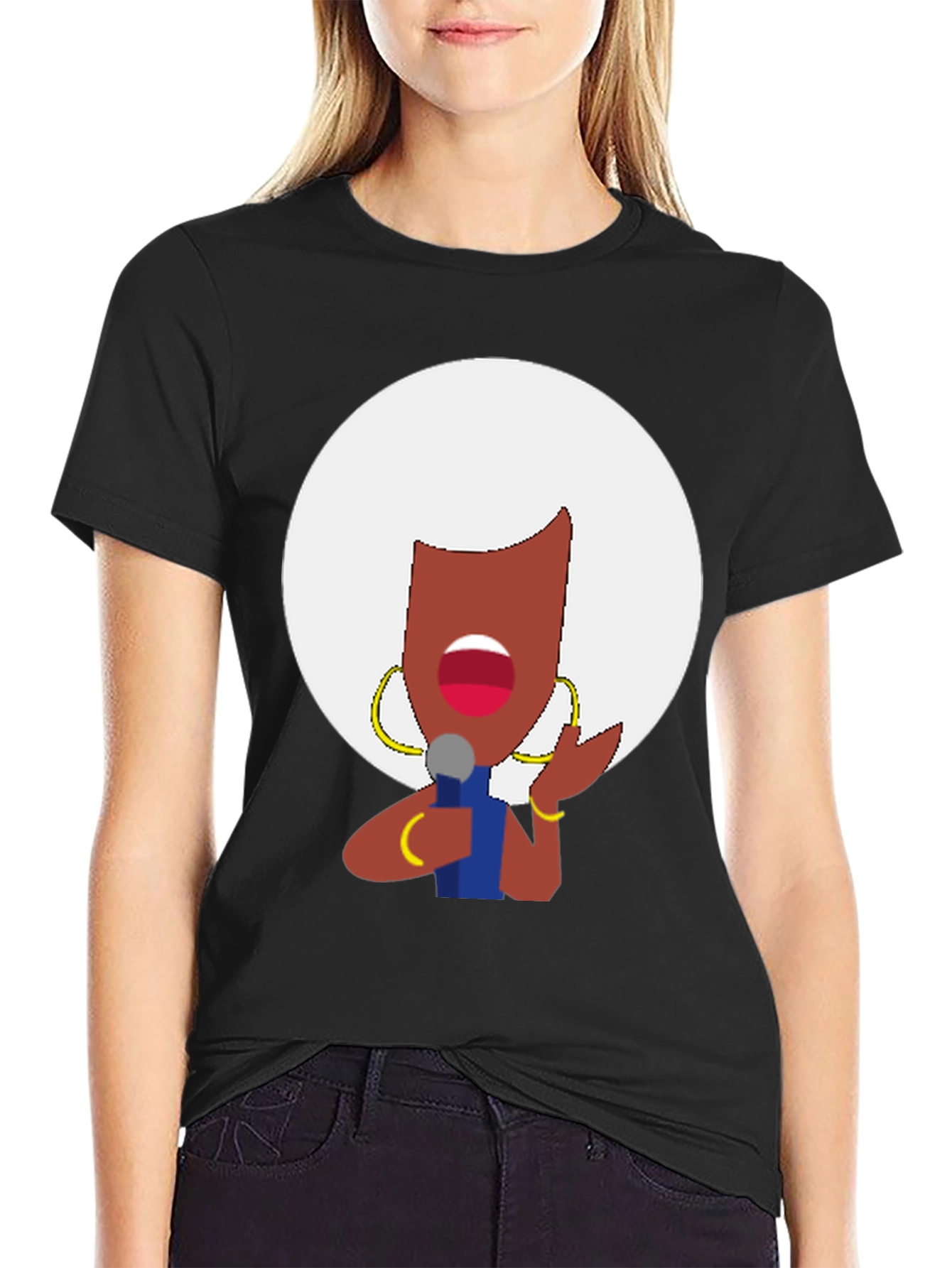 Retro Afro Diva Graphic Tee - Classic Black T-Shirt