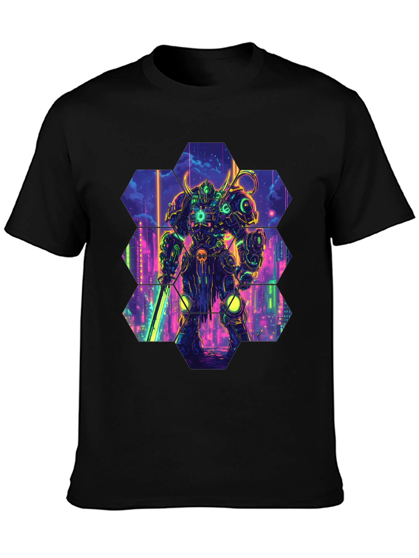 Cyberpunk Robot T-Shirt: Futuristic Warrior Design