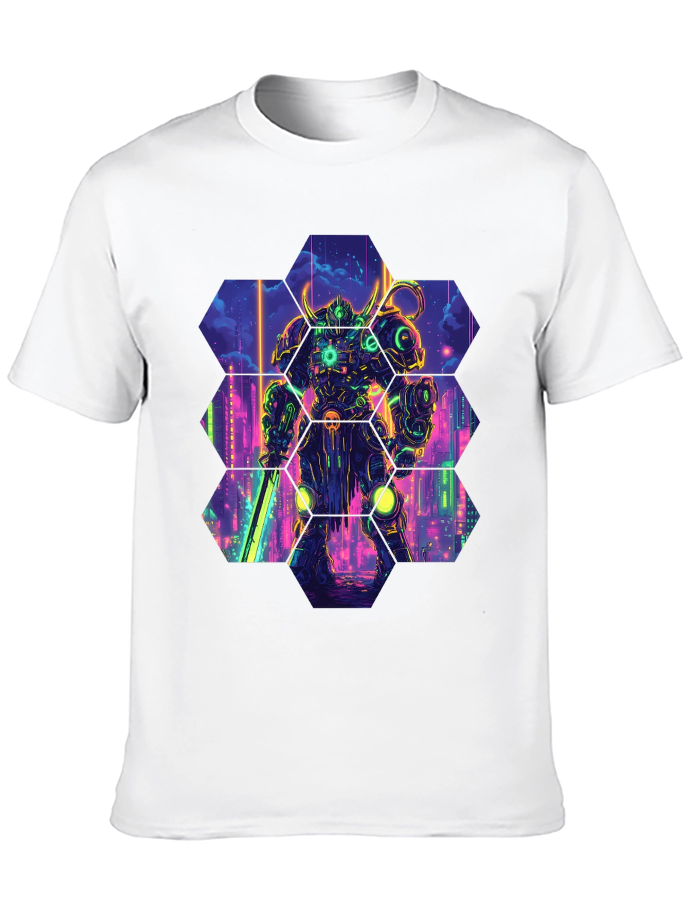 Cyberpunk Robot T-Shirt: Futuristic Warrior Design