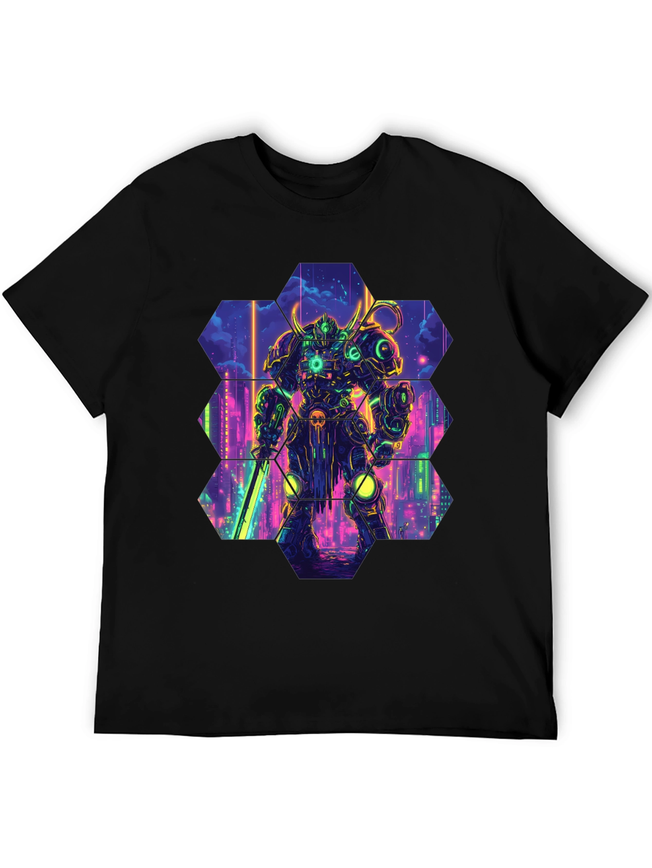 Cyberpunk Robot T-Shirt: Futuristic Warrior Design