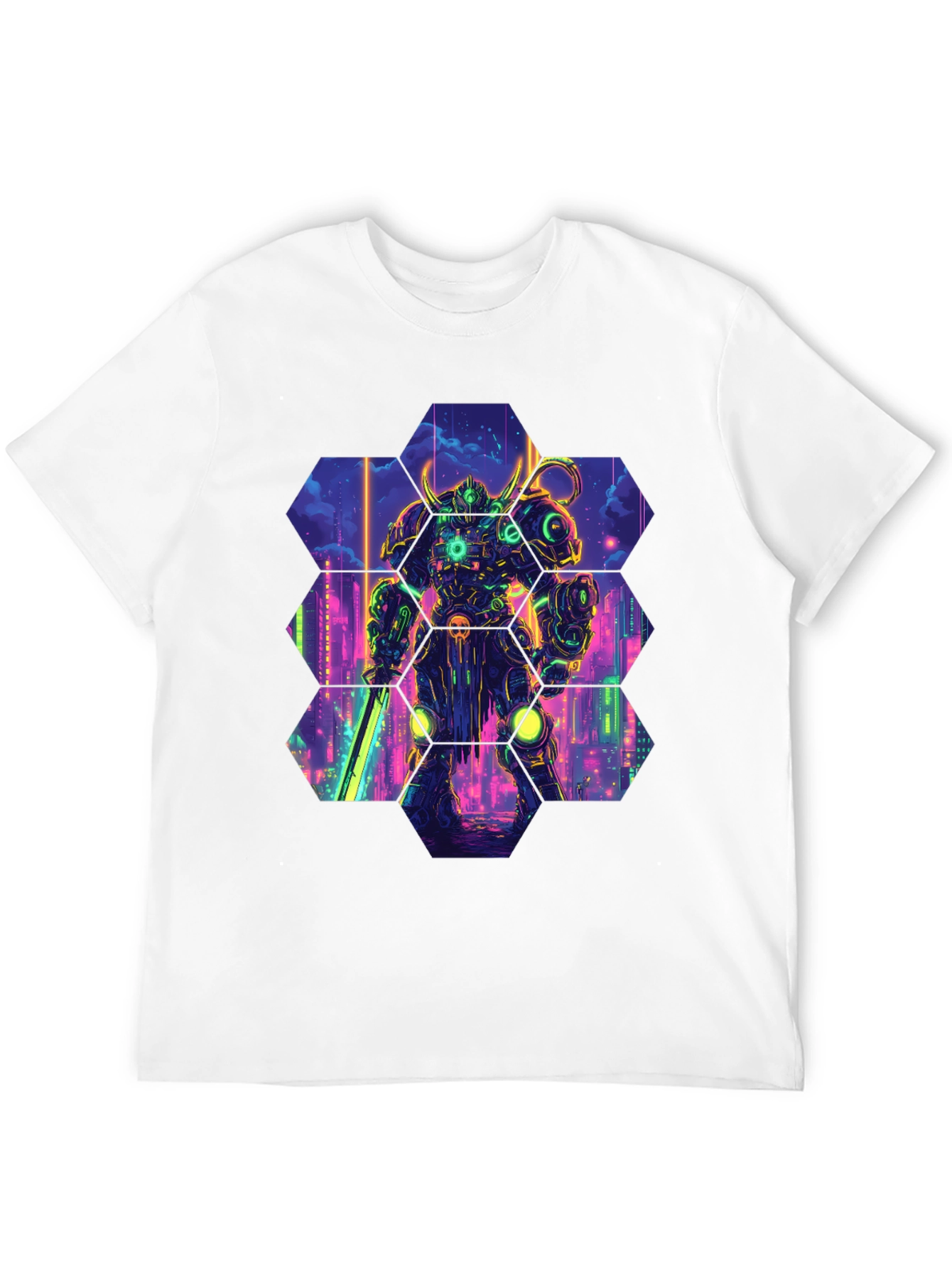 Cyberpunk Robot T-Shirt: Futuristic Warrior Design