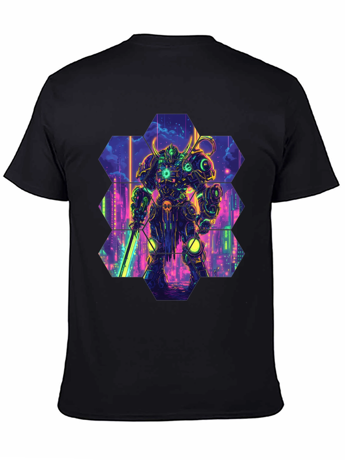 Cyberpunk Robot T-Shirt: Futuristic Warrior Design