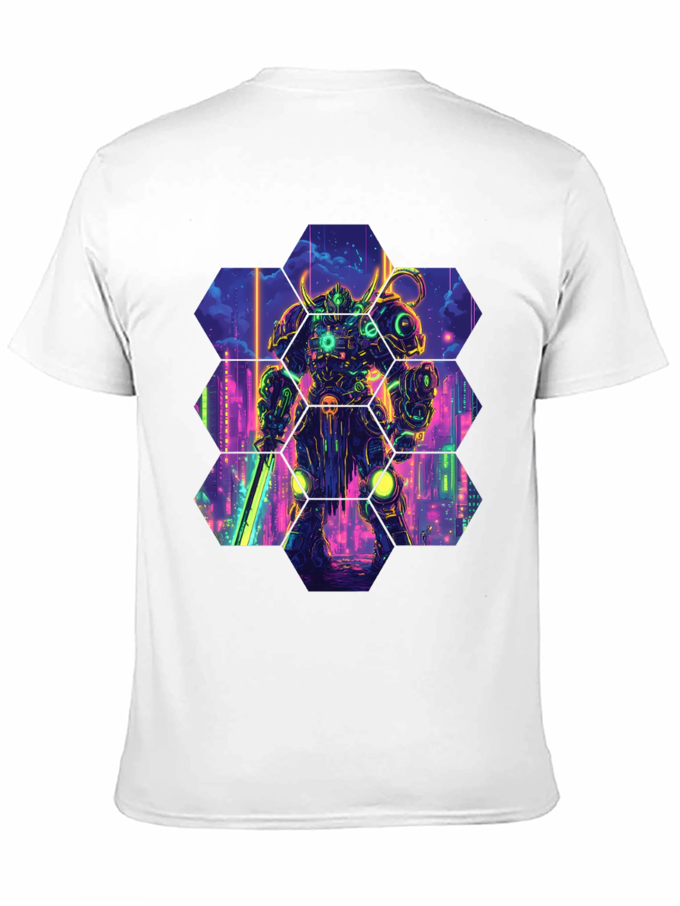 Cyberpunk Robot T-Shirt: Futuristic Warrior Design