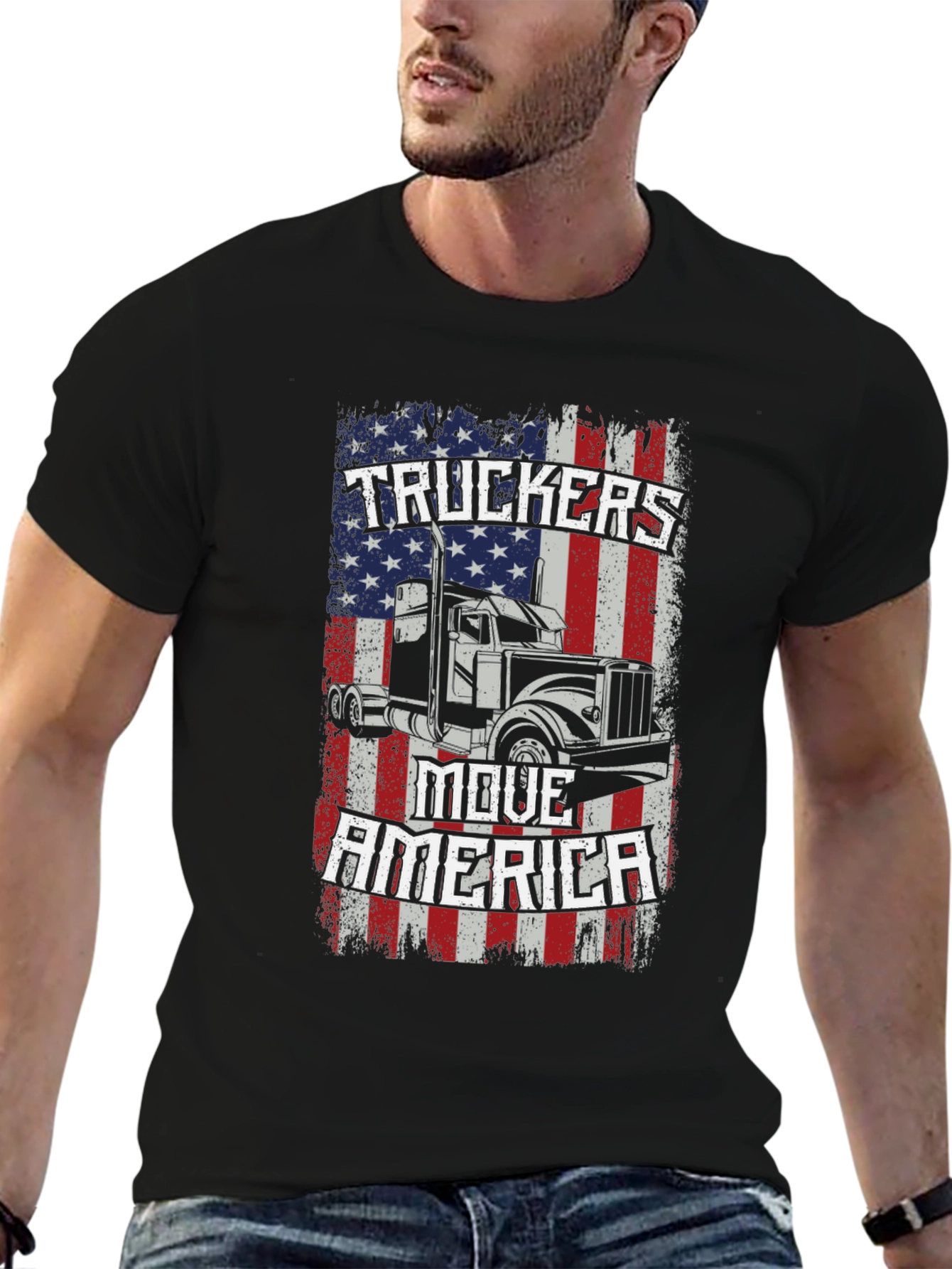 Truckers Move America Black T-Shirt