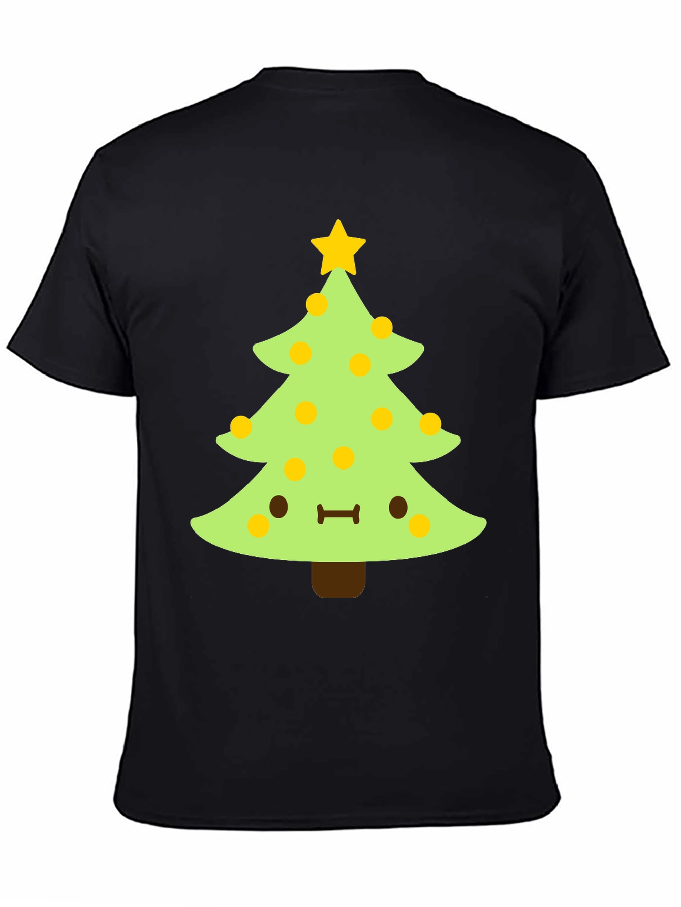 Kawaii Christmas Tree Black T-Shirt