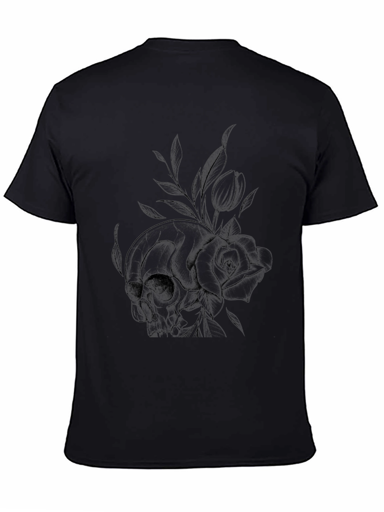 Skull & Rose Graphic Print T-Shirt - Casual Style