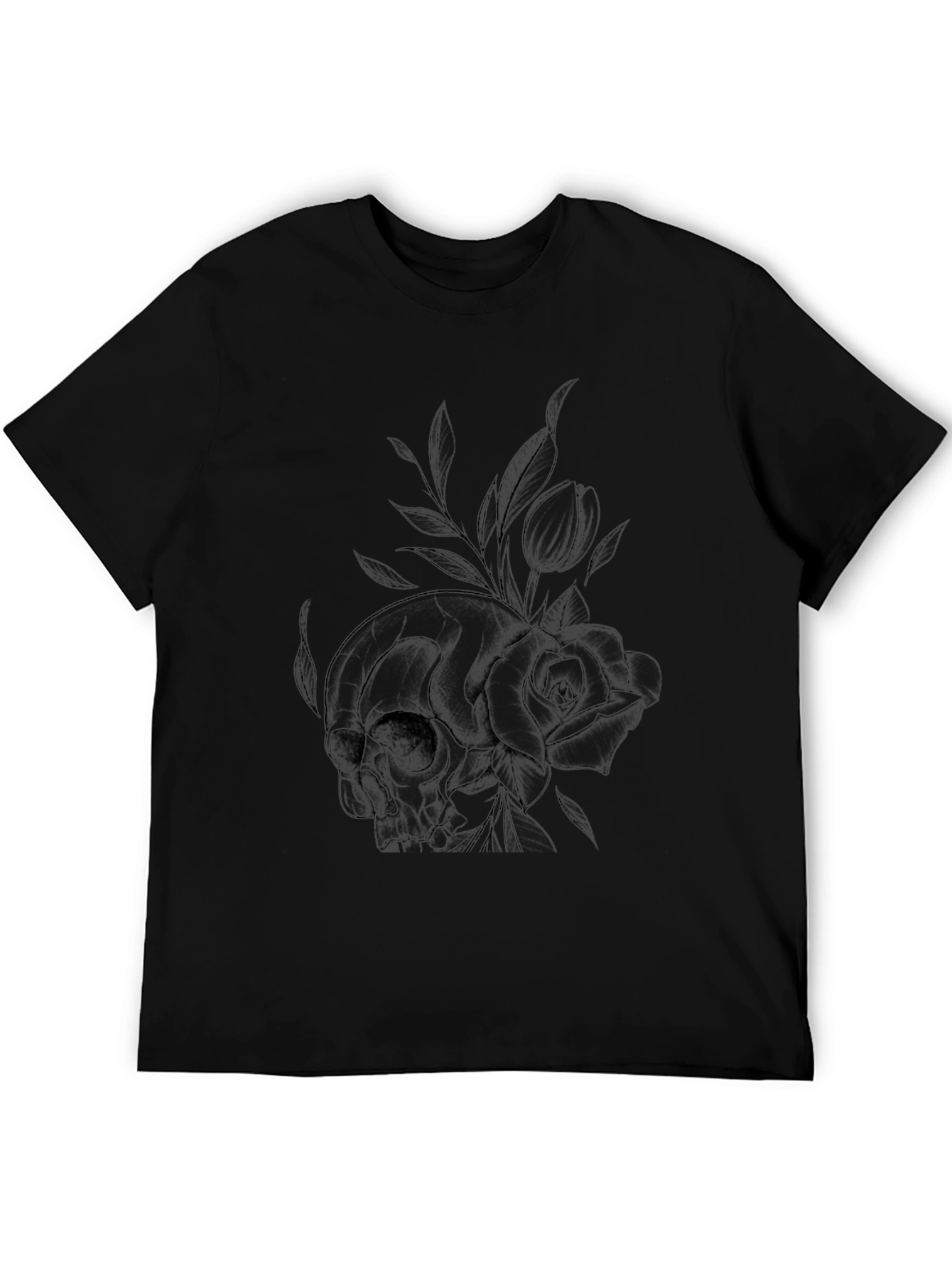 Skull & Rose Graphic Print T-Shirt - Casual Style