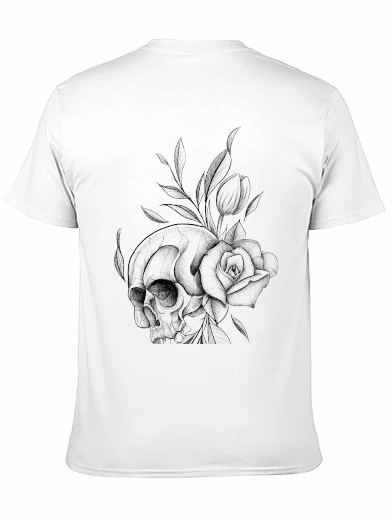 Skull & Rose Graphic Print T-Shirt - Casual Style