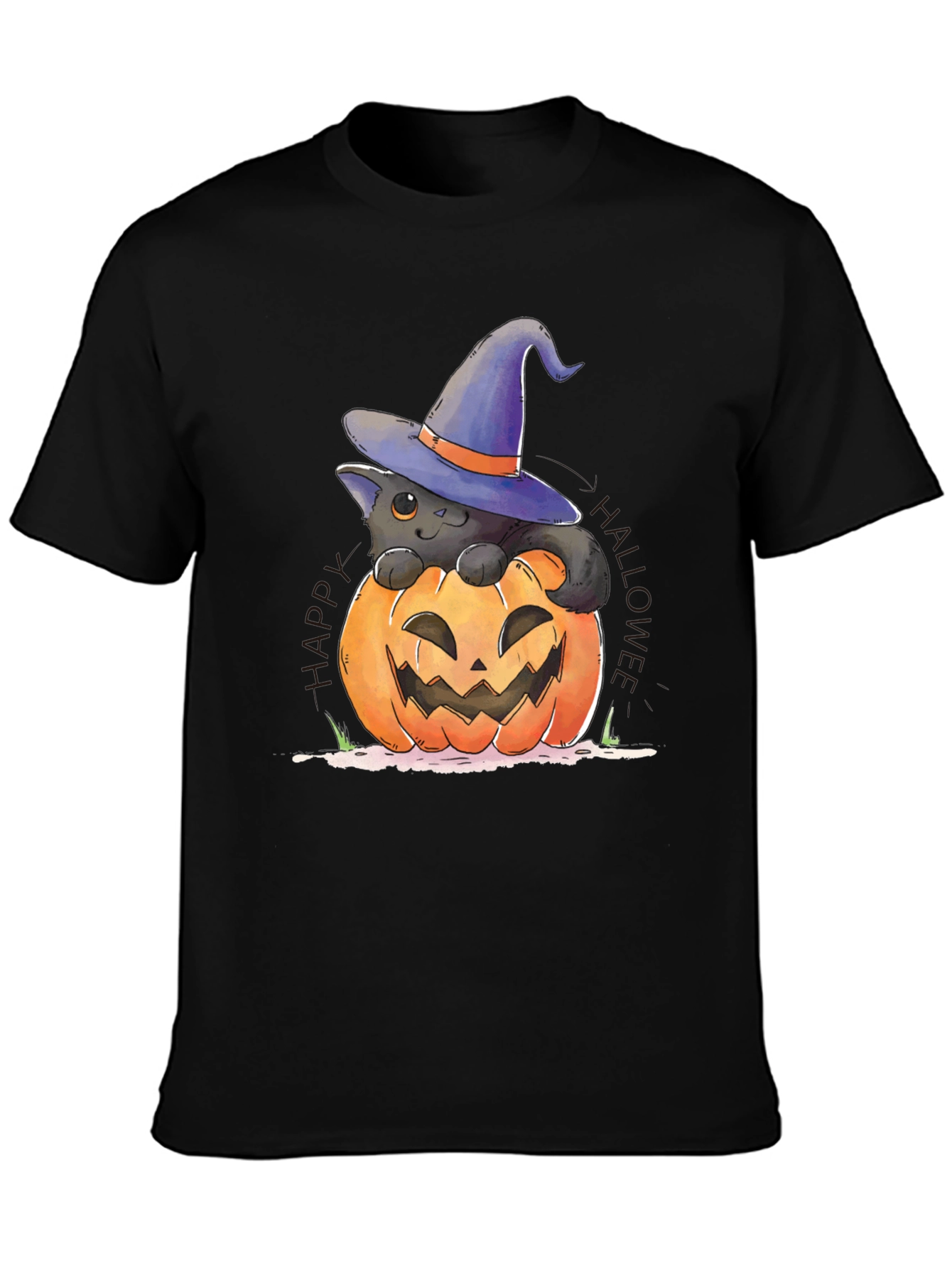 Halloween Cat in Pumpkin T-Shirt