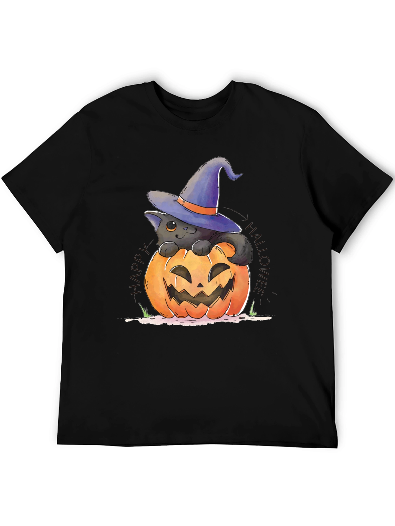 Halloween Cat in Pumpkin T-Shirt