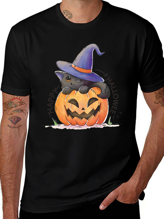 Halloween Cat in Pumpkin T-Shirt