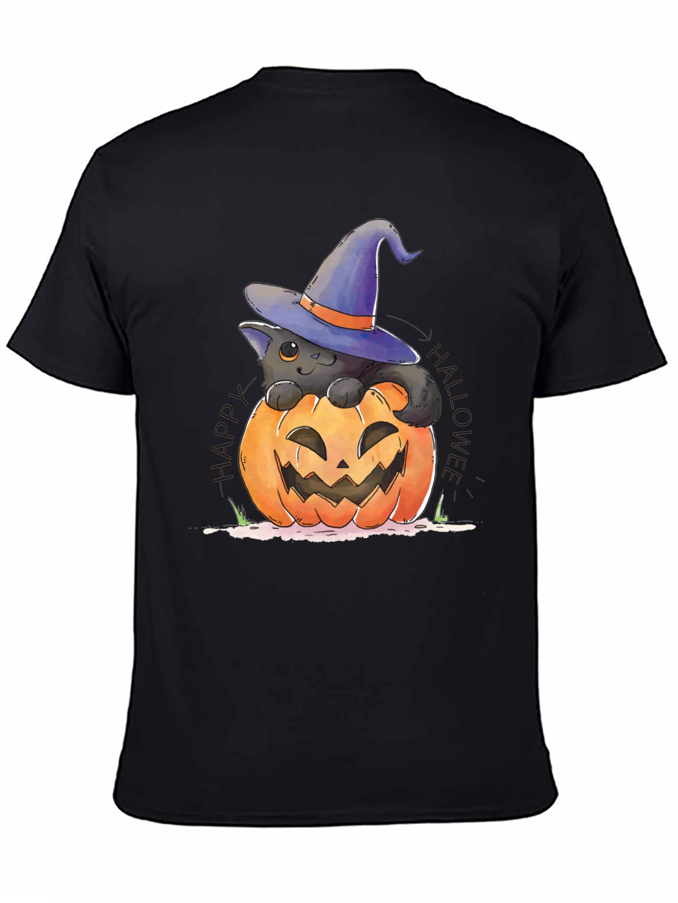 Halloween Cat in Pumpkin T-Shirt
