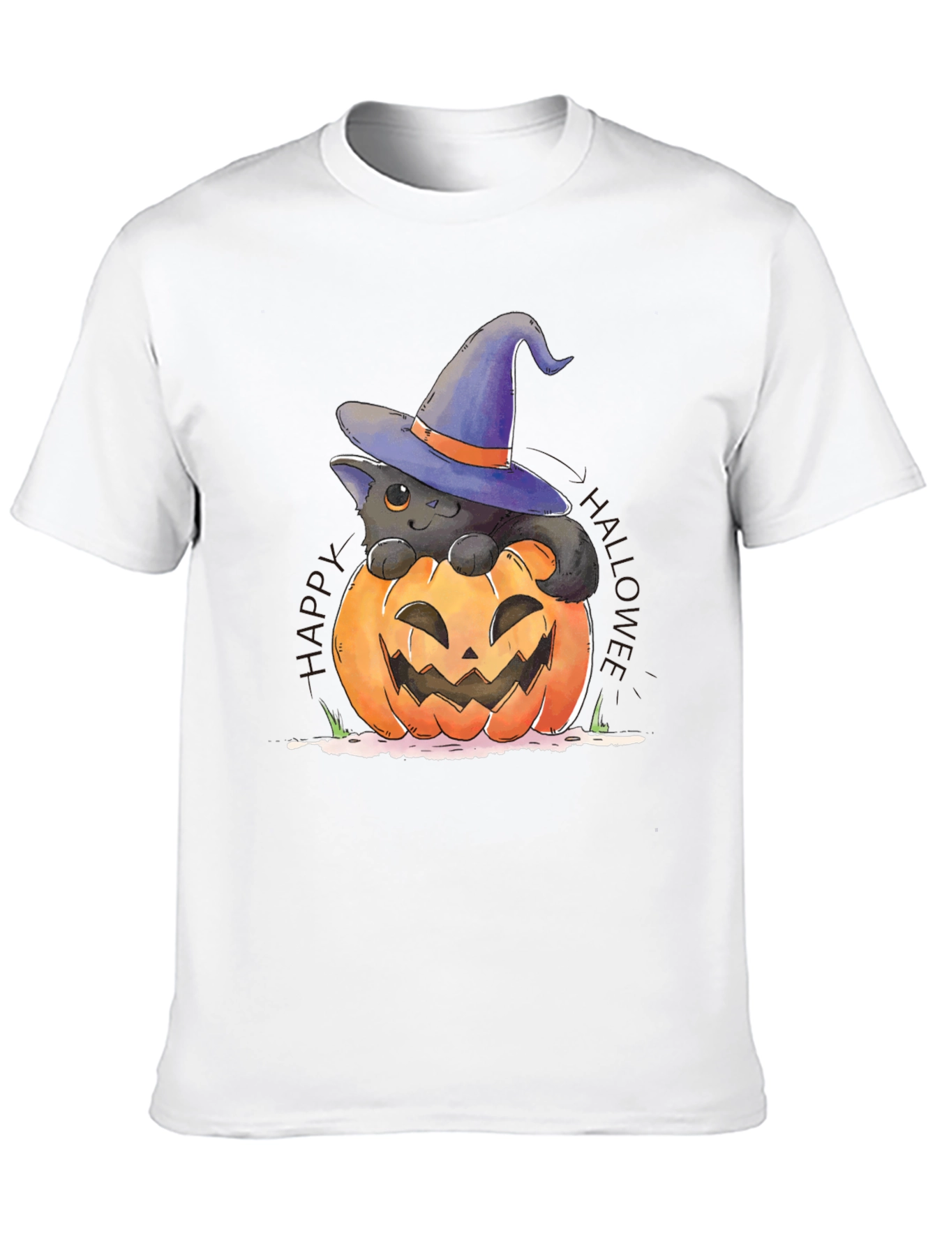 Halloween Cat in Pumpkin T-Shirt