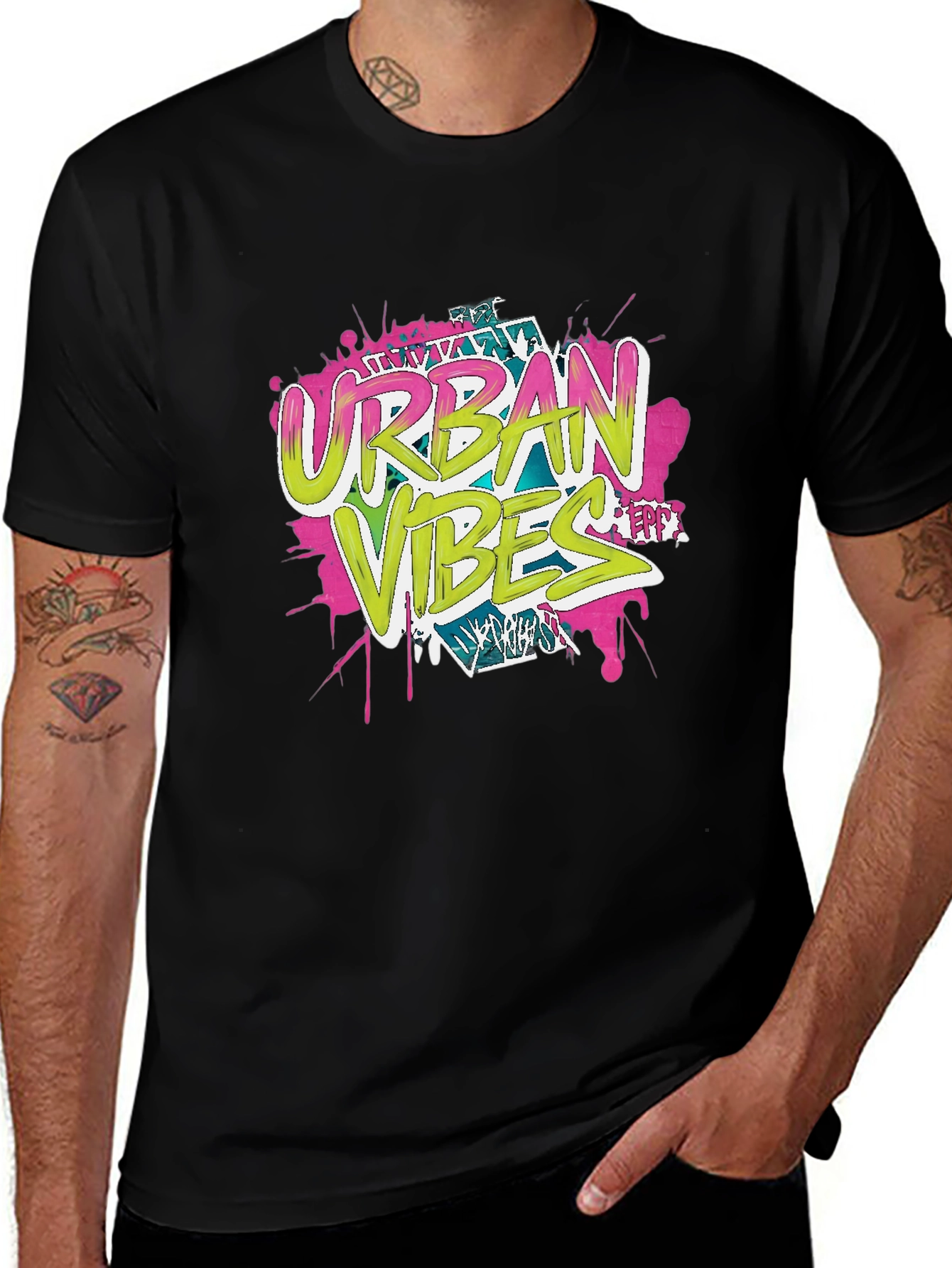 Urban Vibes Graphic Print Black T-Shirt